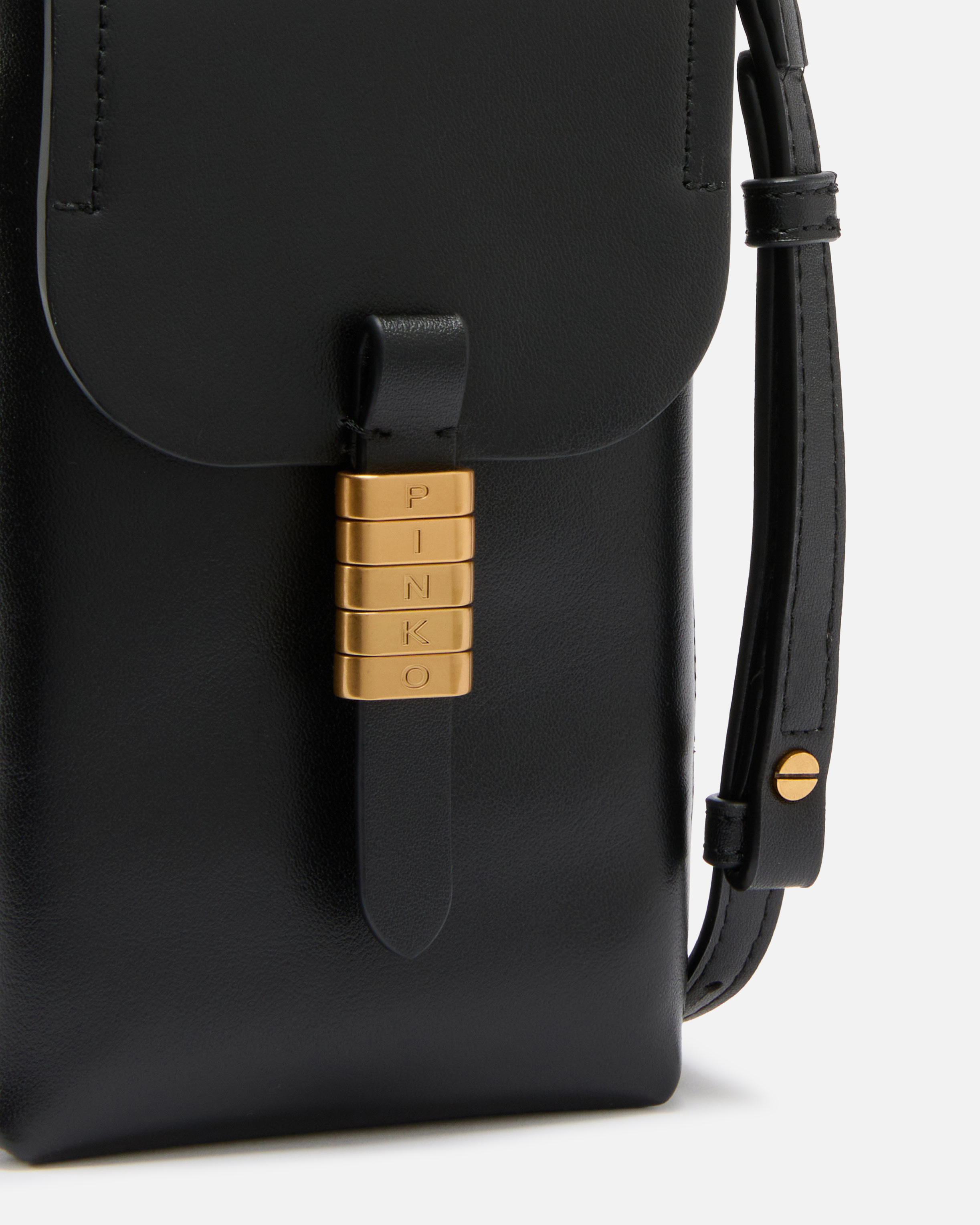 Pochette à bandoulière pour smartphone en cuir à logo PINKO Noir