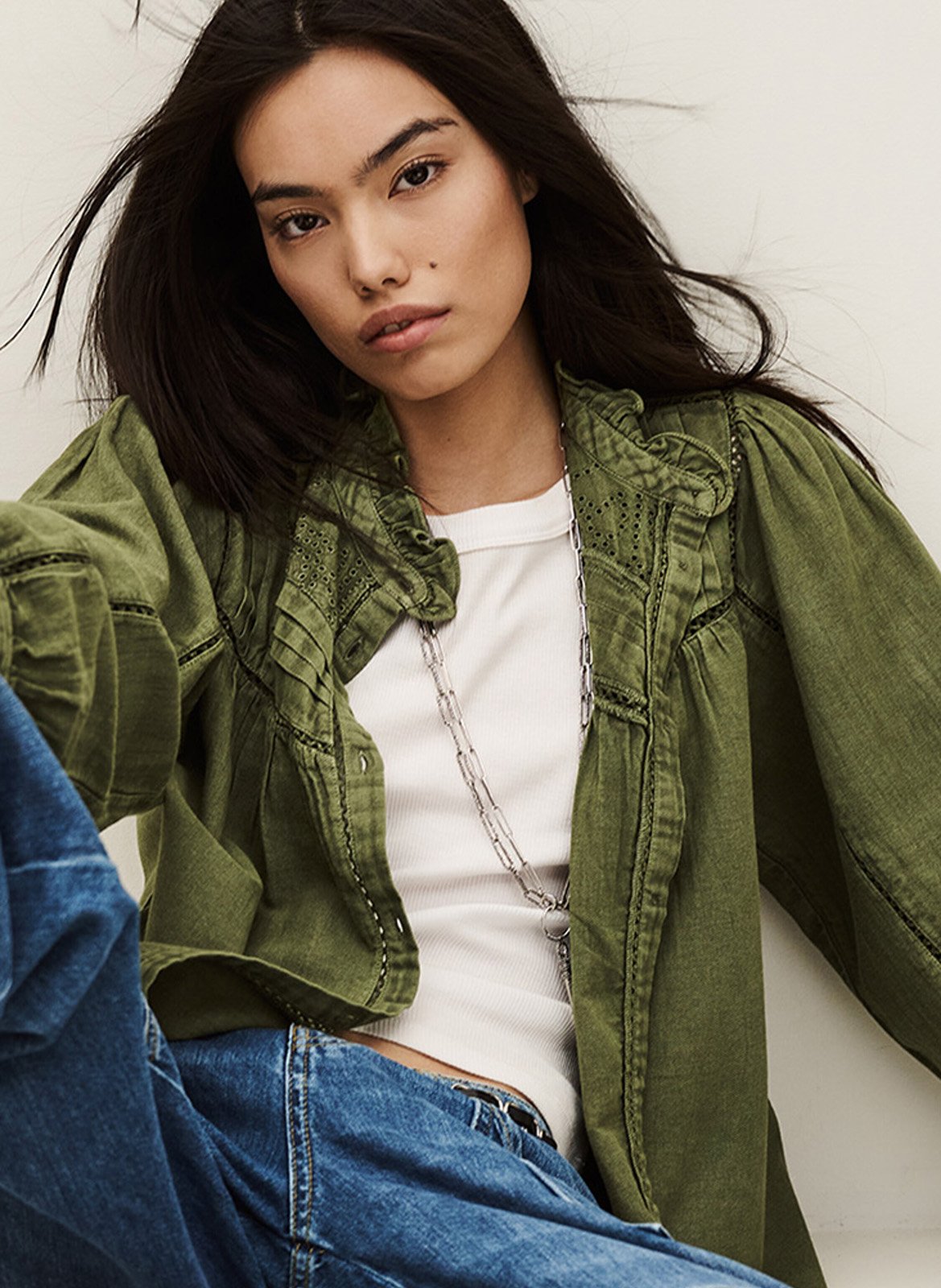 Blouse met ronde hals BA&SH Kaki