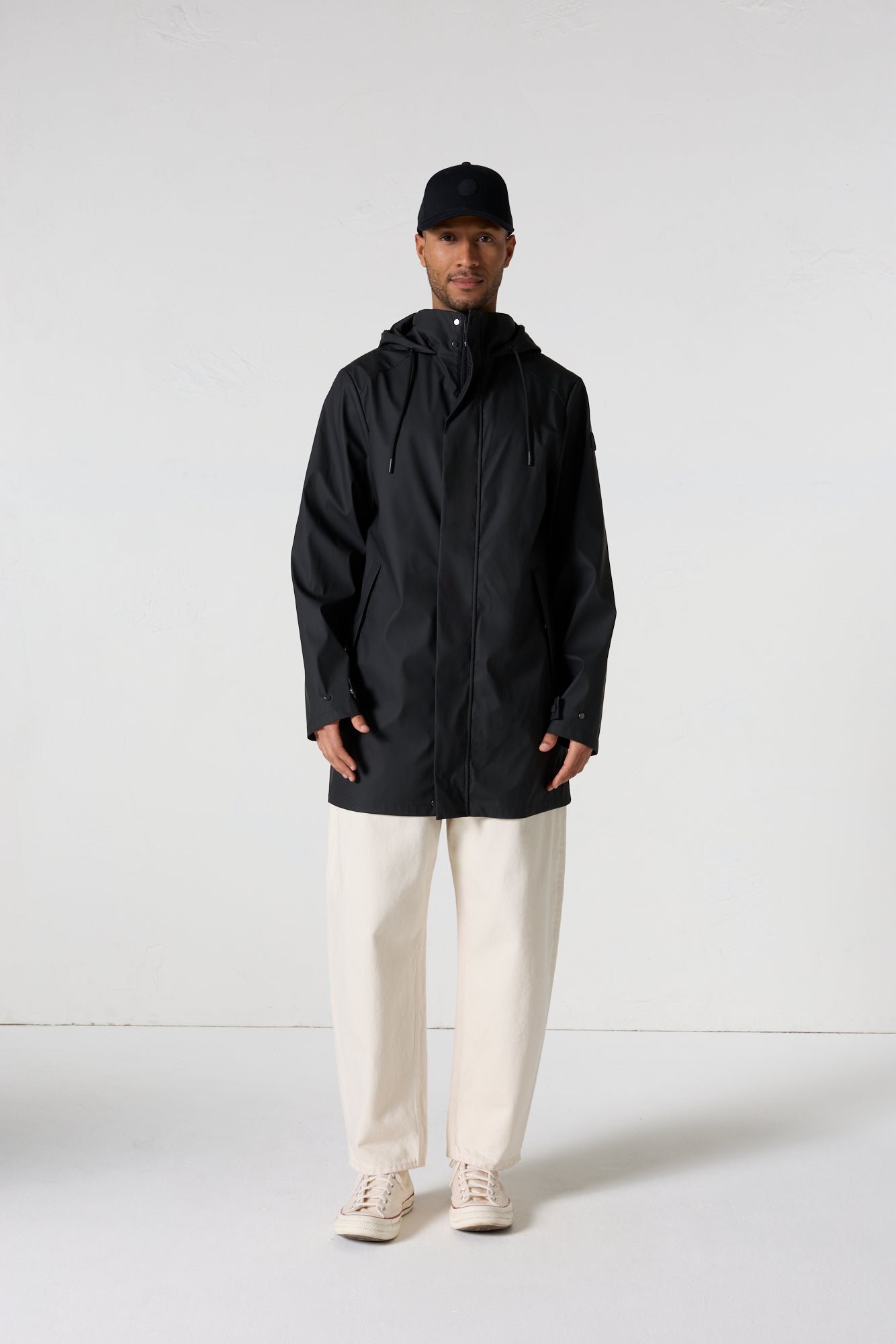 Denis unisex mid-length raincoat JOTT Black