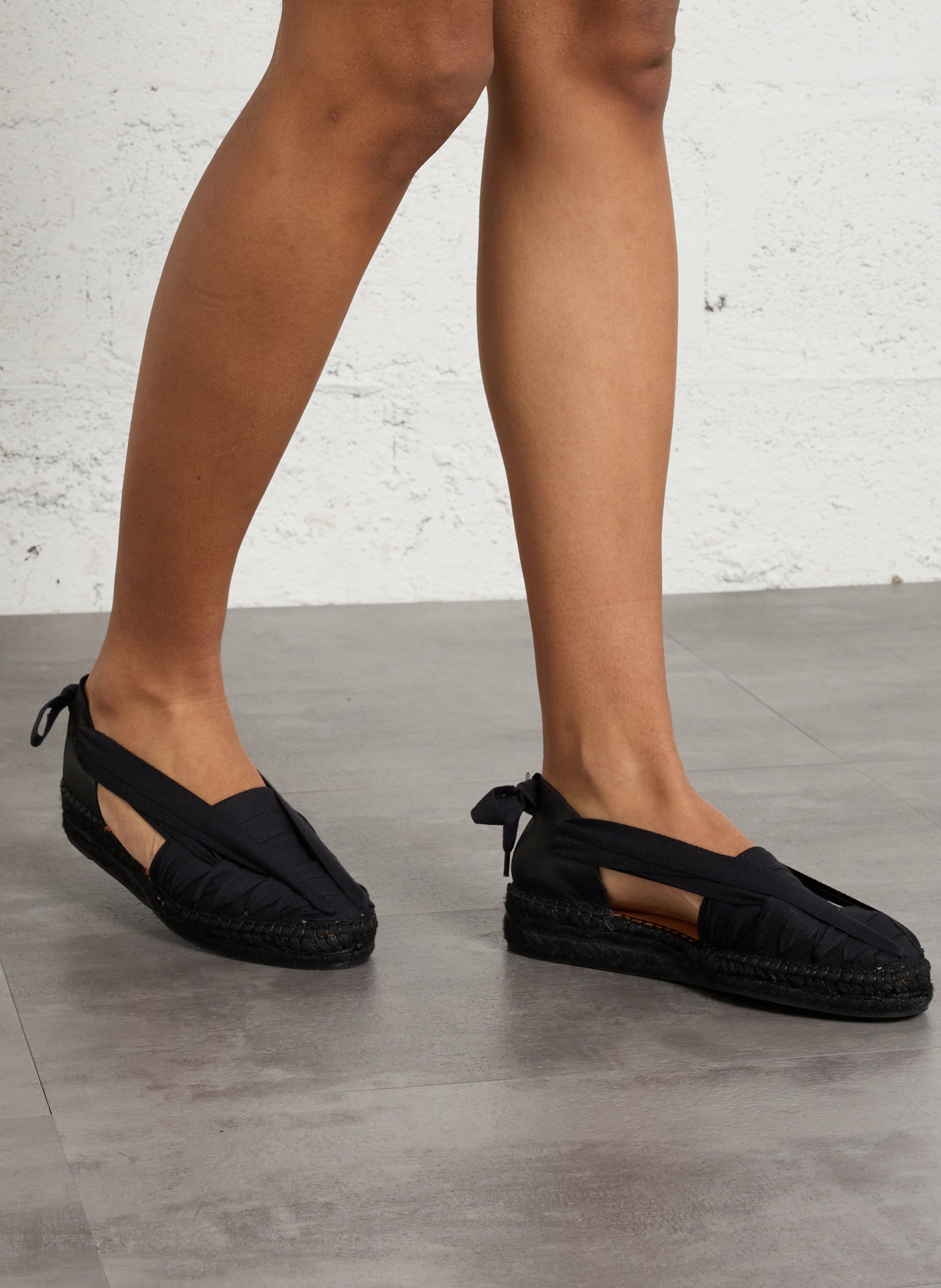 Espadrilles en coton et cuir NAGUISA Noir