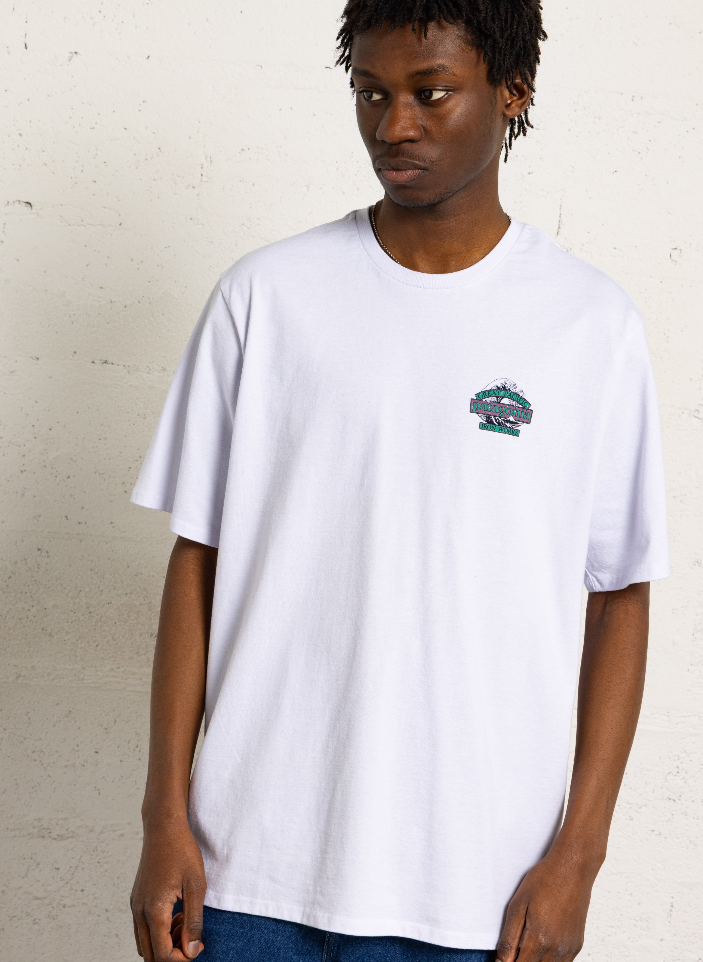 Camiseta recta de mezcla de algodón reciclado con cuello redondo PATAGONIA