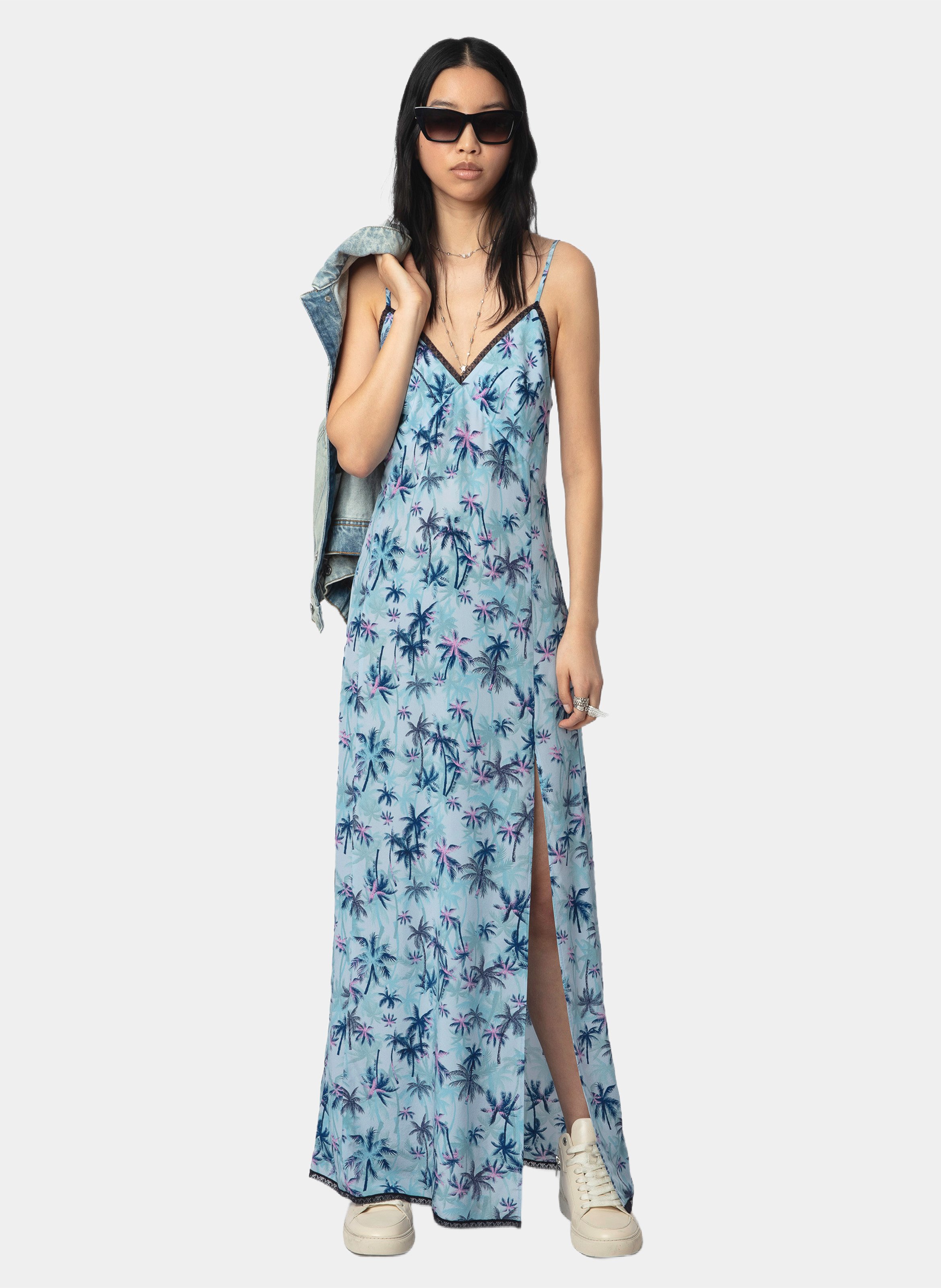 Abito lungo scollo a V in seta ZADIG&VOLTAIRE Blu
