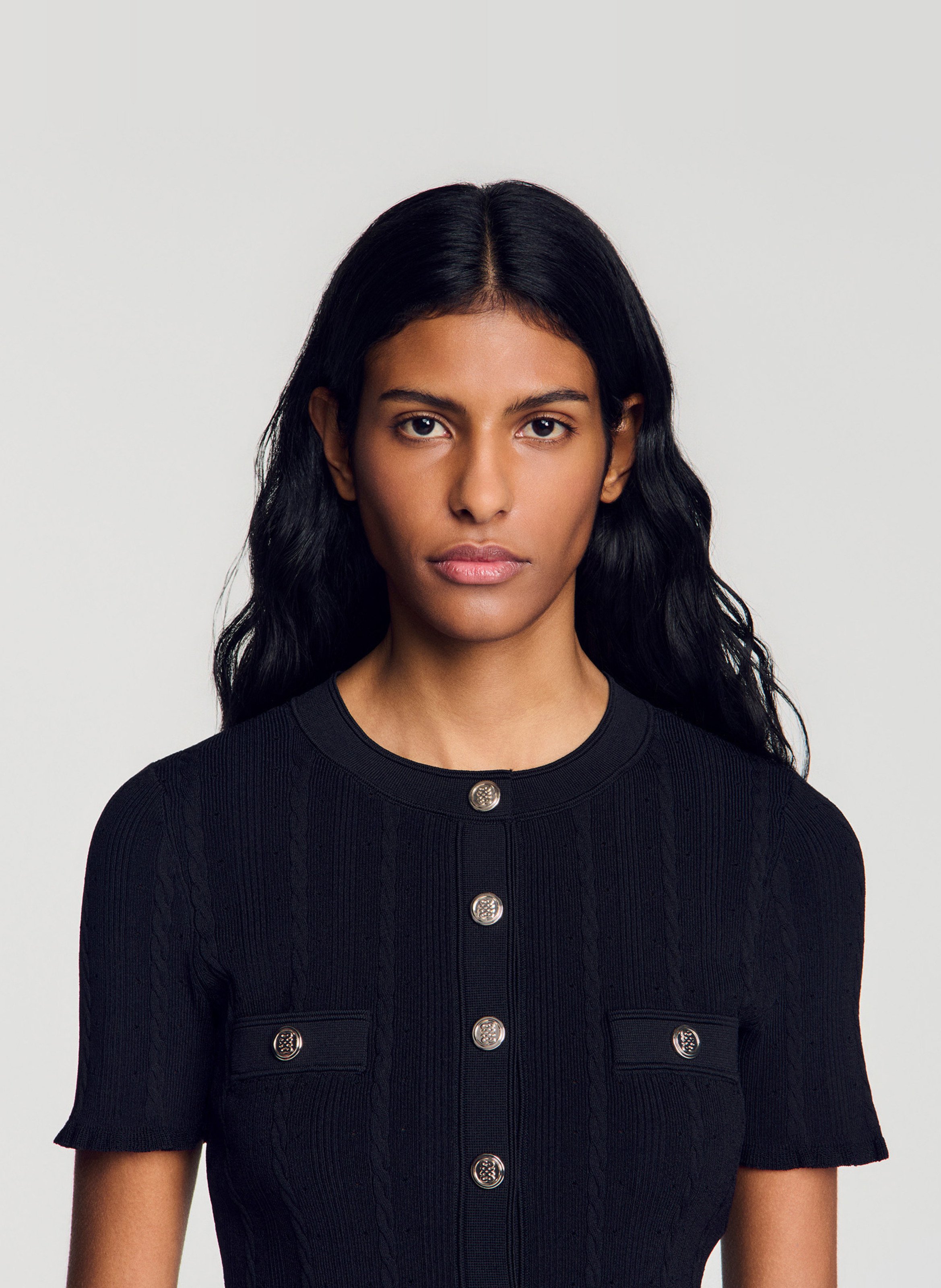 Gilet col rond  SANDRO Noir