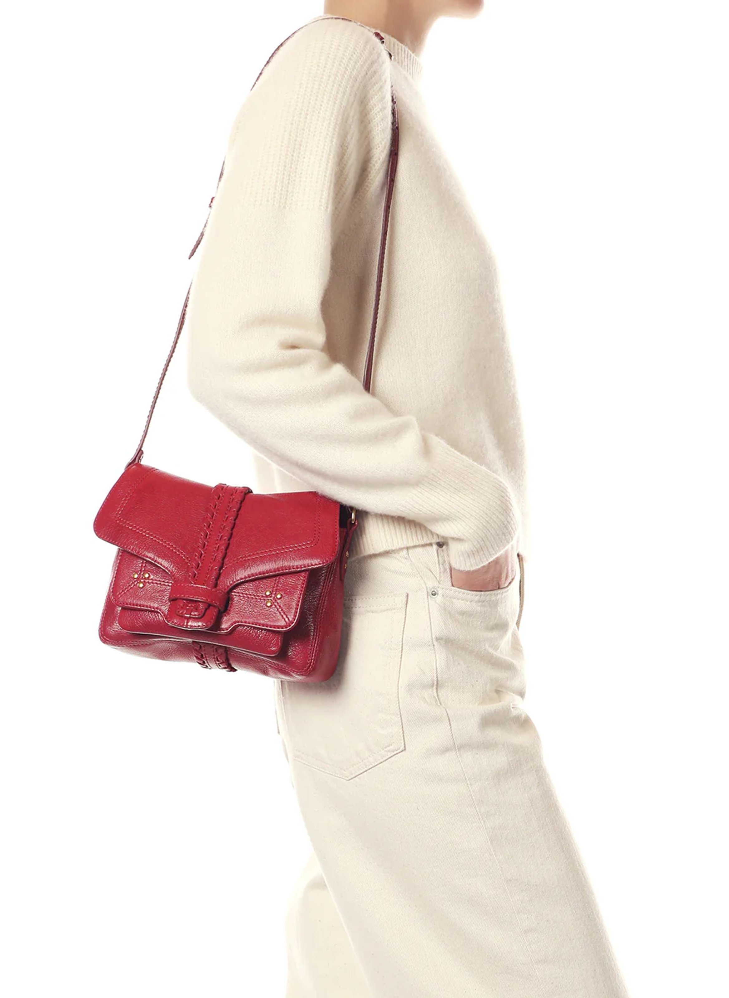 Leather flap shoulder bag | Red JEROME DREYFUSS Women