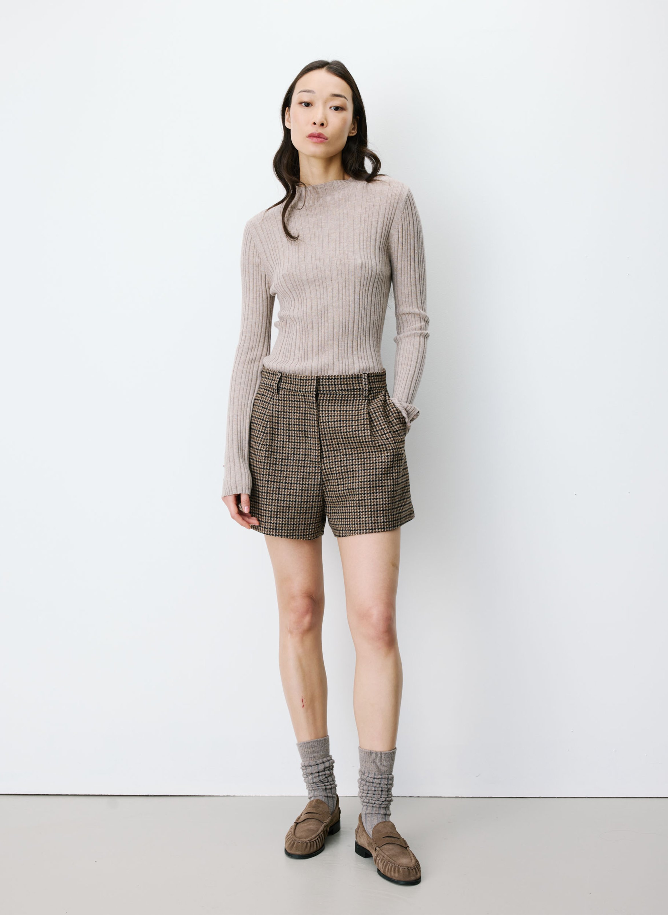 Rechte, geruite short GRACE ET MILA Bruin