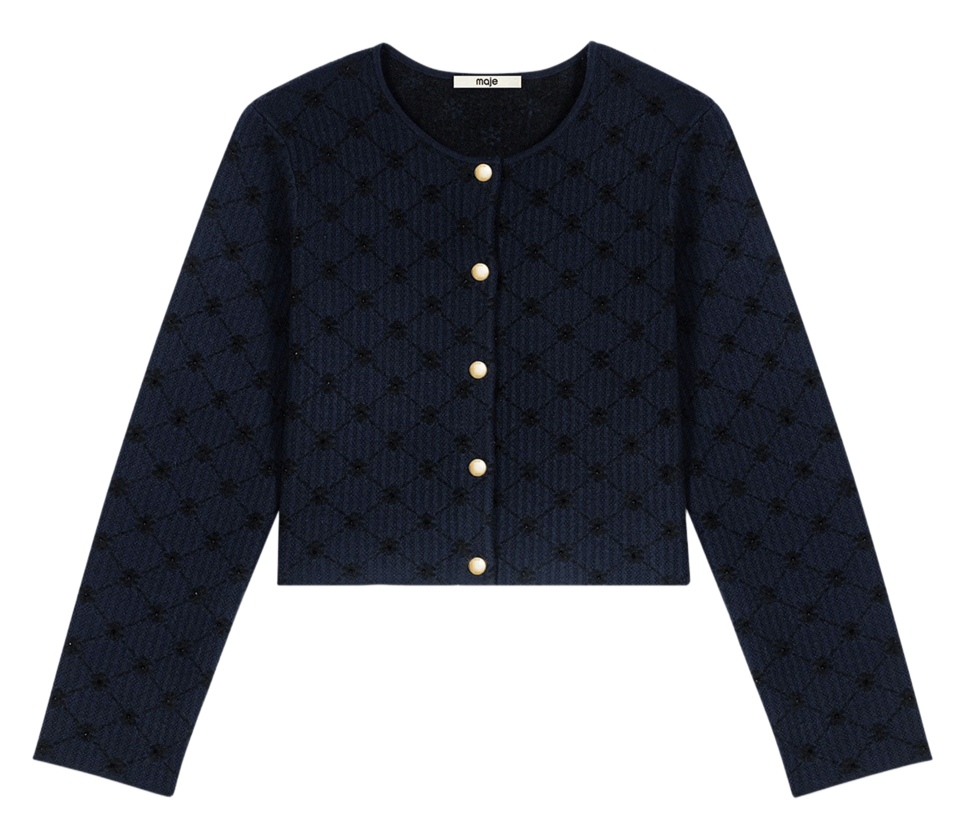 Cardigan droit col rond MAJE Bleu