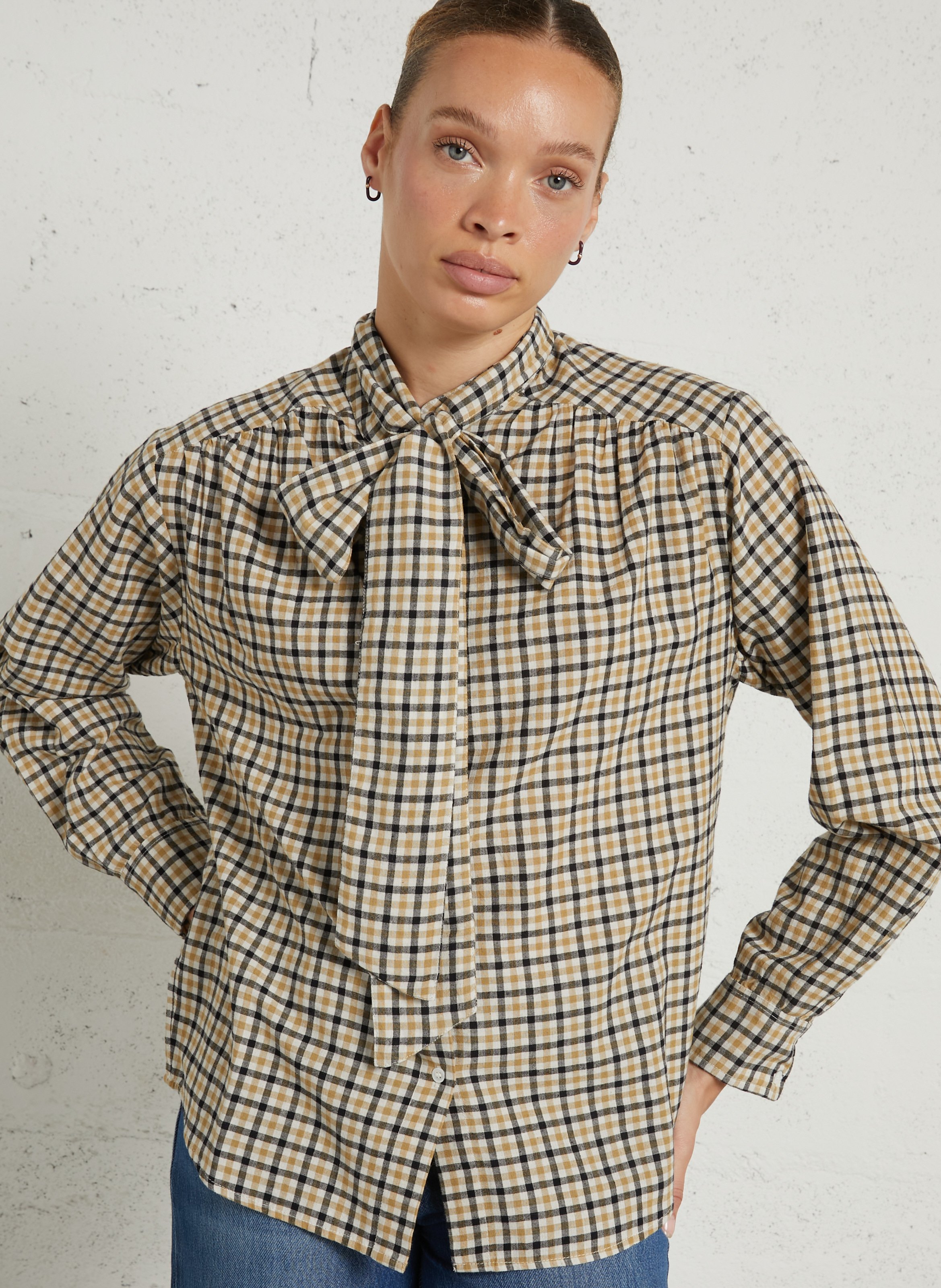 Blouse met strik kraag, bedrukt in katoen FEEKA Veelkleurig