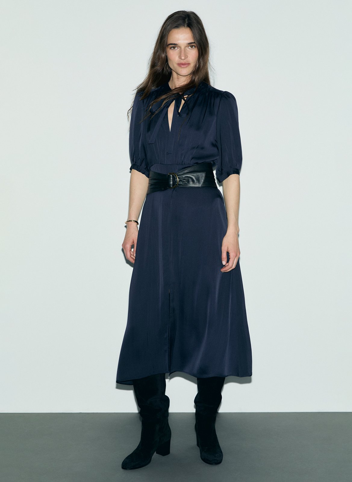 Robe midi cintrée unie GERARD DAREL Bleu