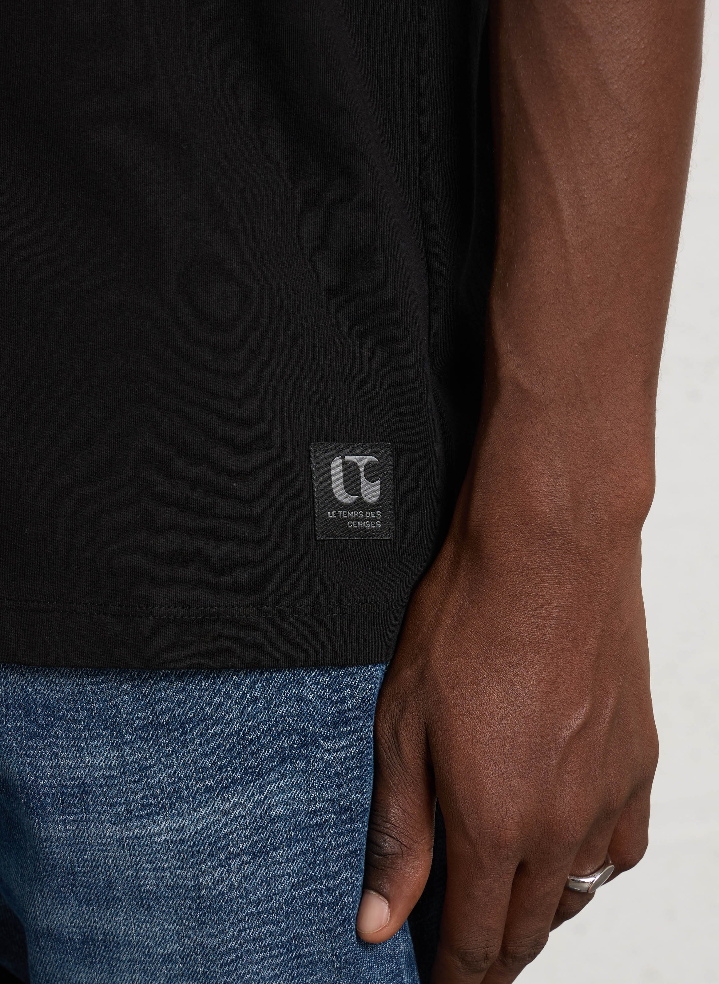 Tee-shirt col rond en coton LE TEMPS DES CERISES Noir