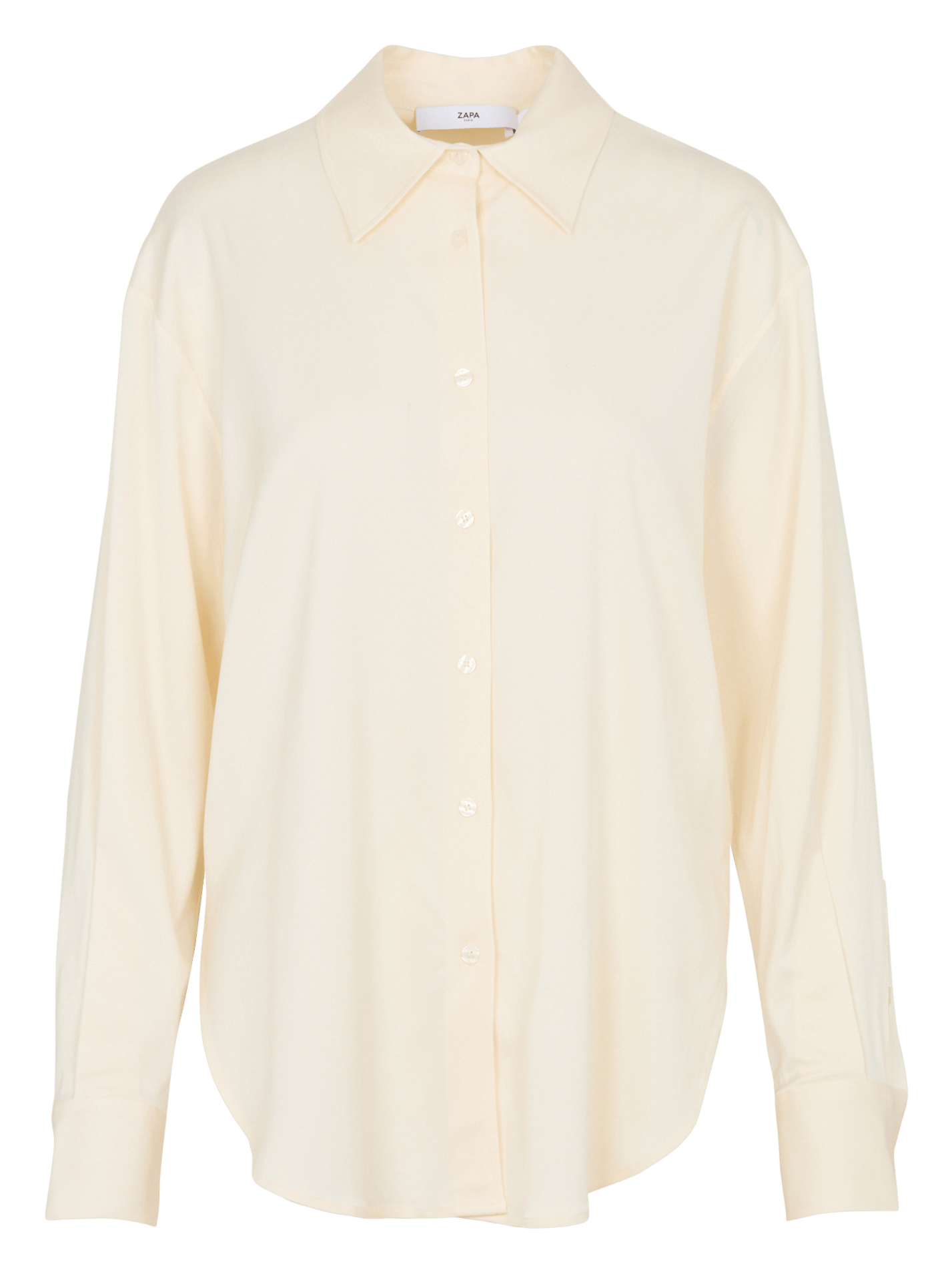 Loose solid color button-up shirt ZAPA Beige