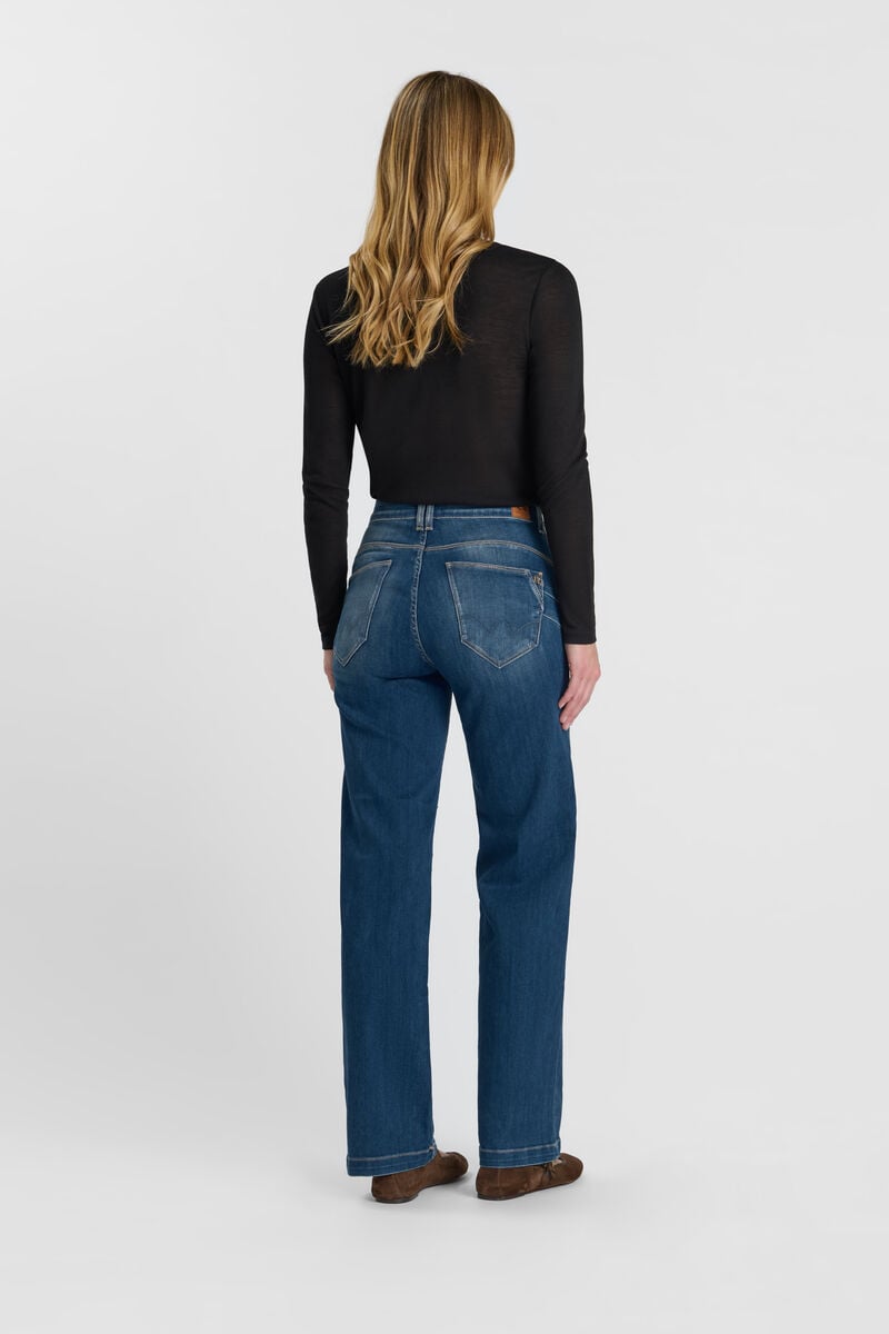 High-waisted loose-fit zip jeans LE TEMPS DES CERISES Blue