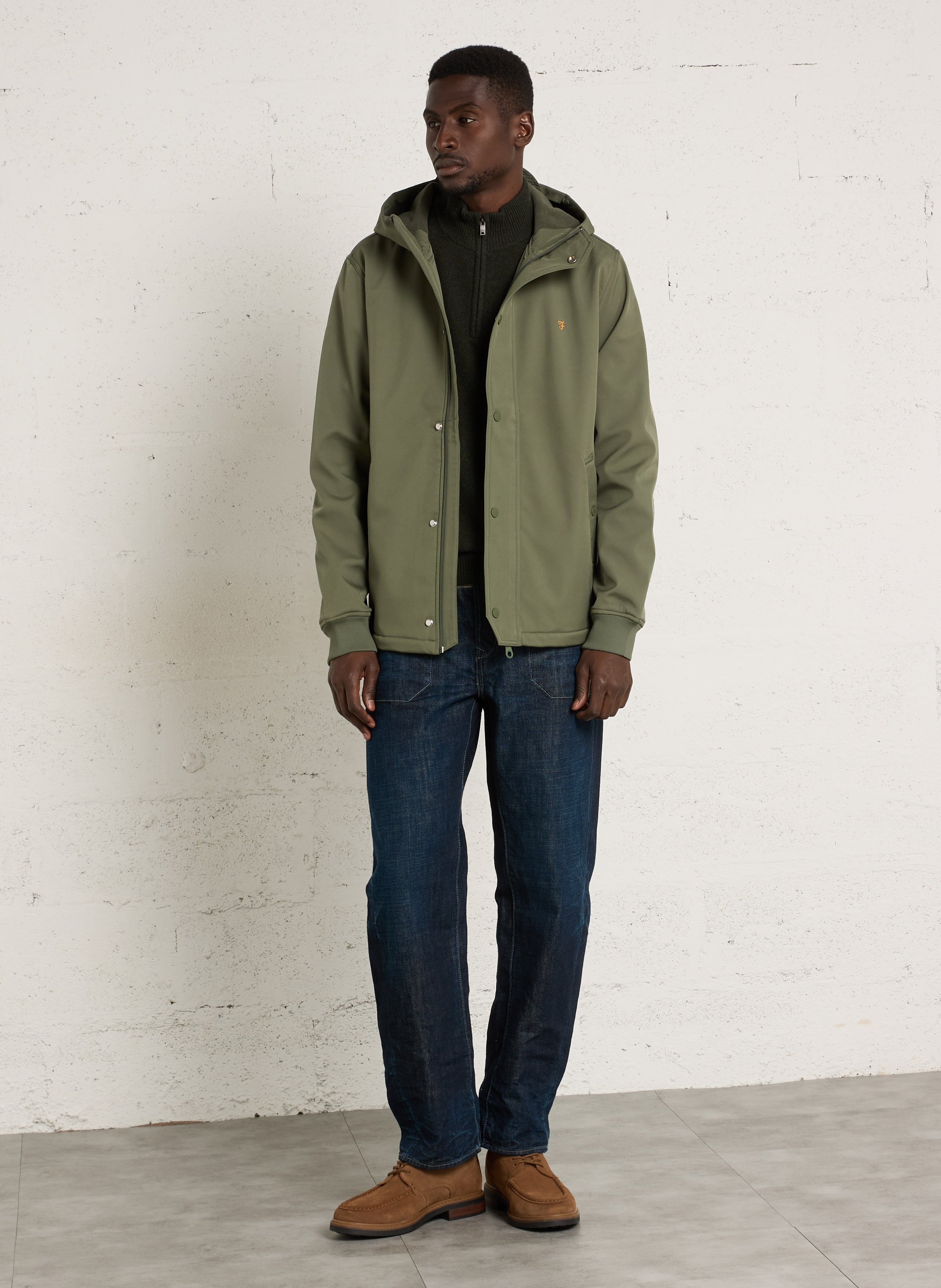Pull droit col camionneur en laine HACKETT Vert