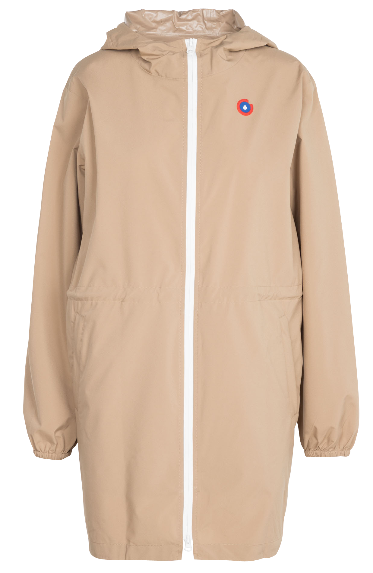 Imperméable long à capuche convertible  Beige