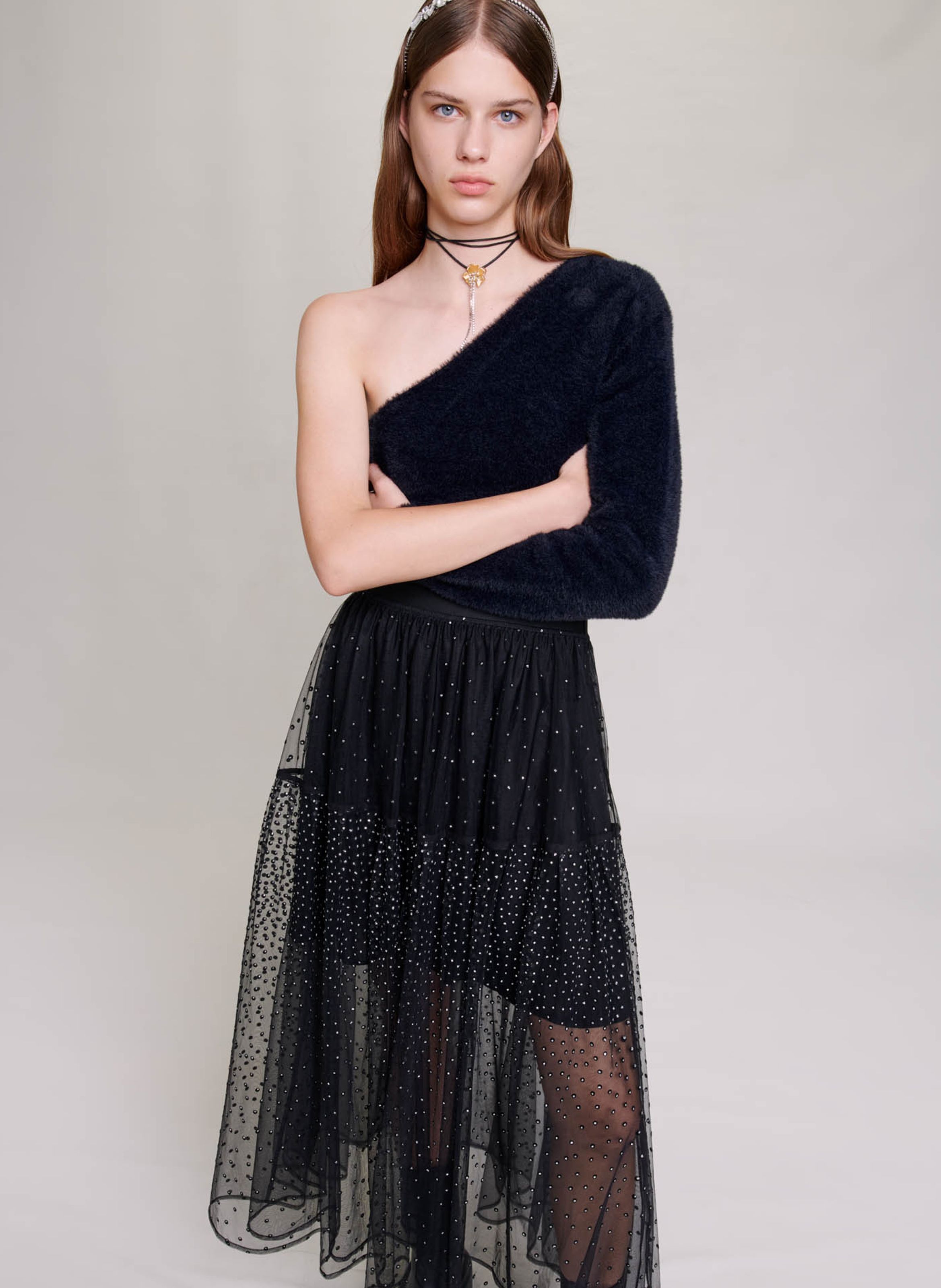 Jupe longue noire discount tulle