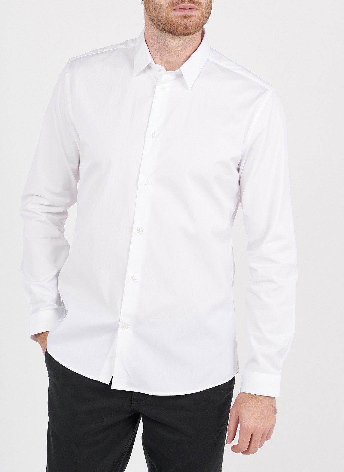 Slim-fit cotton shirt with classic collar AU PRINTEMPS PARIS