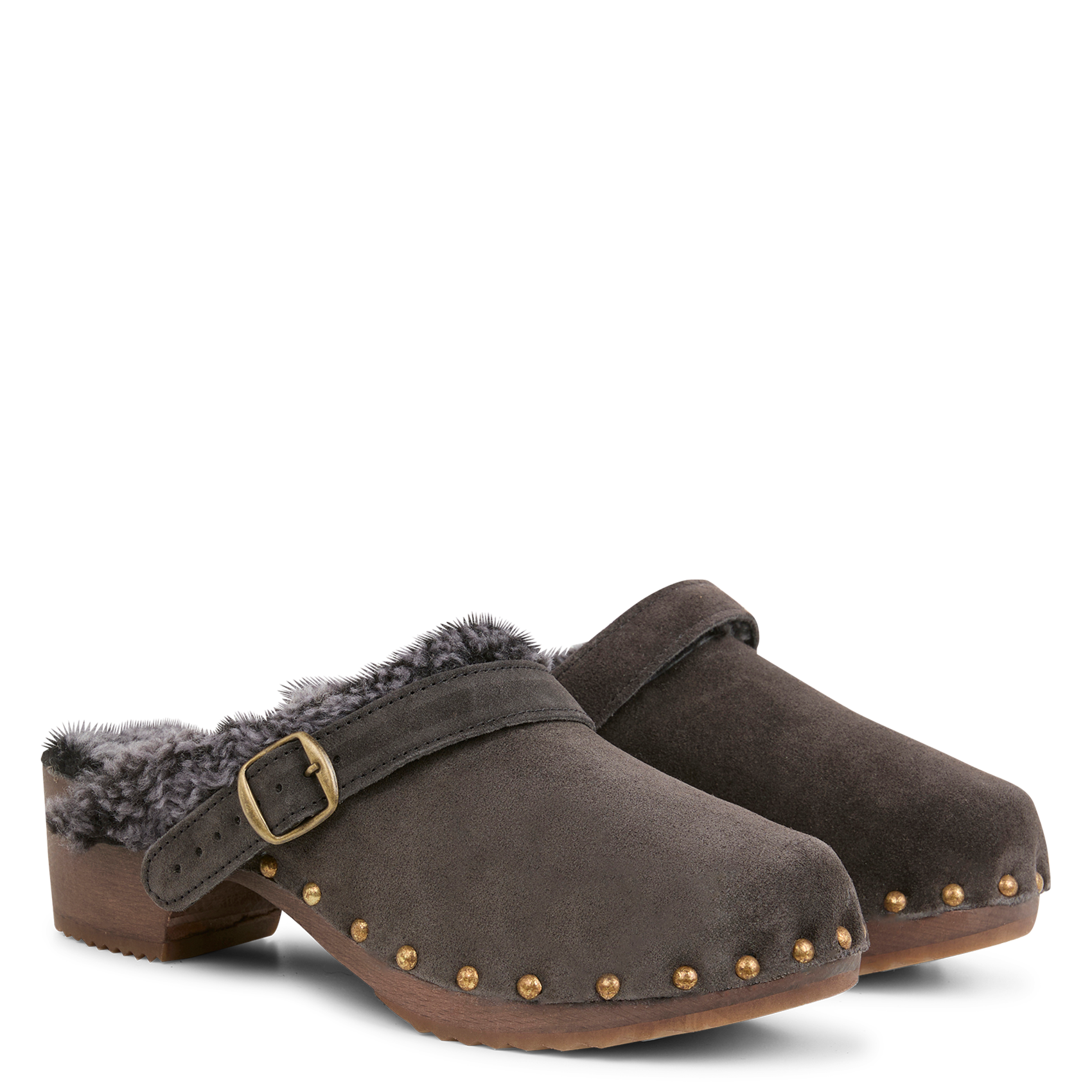 Muilen met bont gevoerd van leer BOSABO Bruin