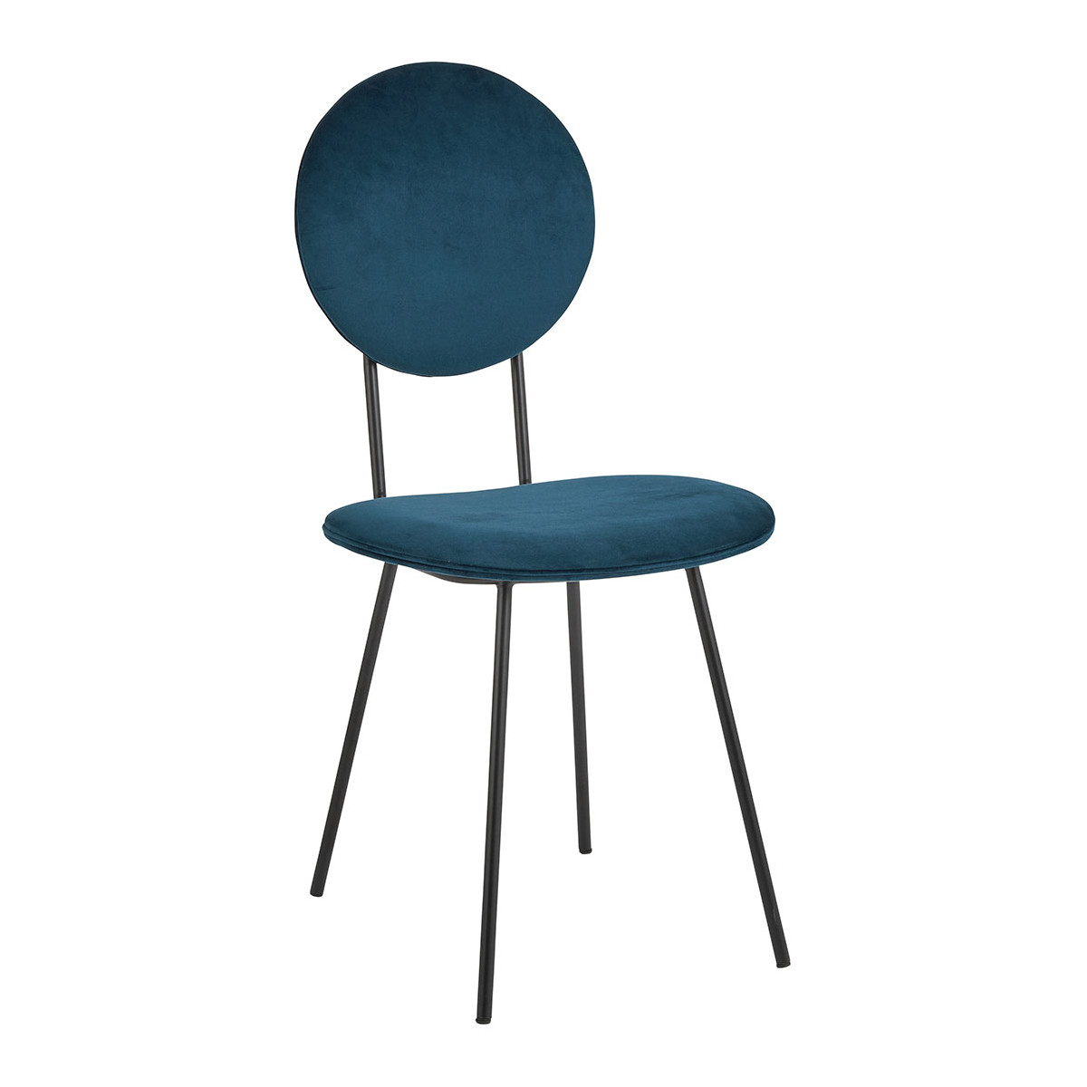 Chaise colette en velours et métal BLANC D'IVOIRE Bleu