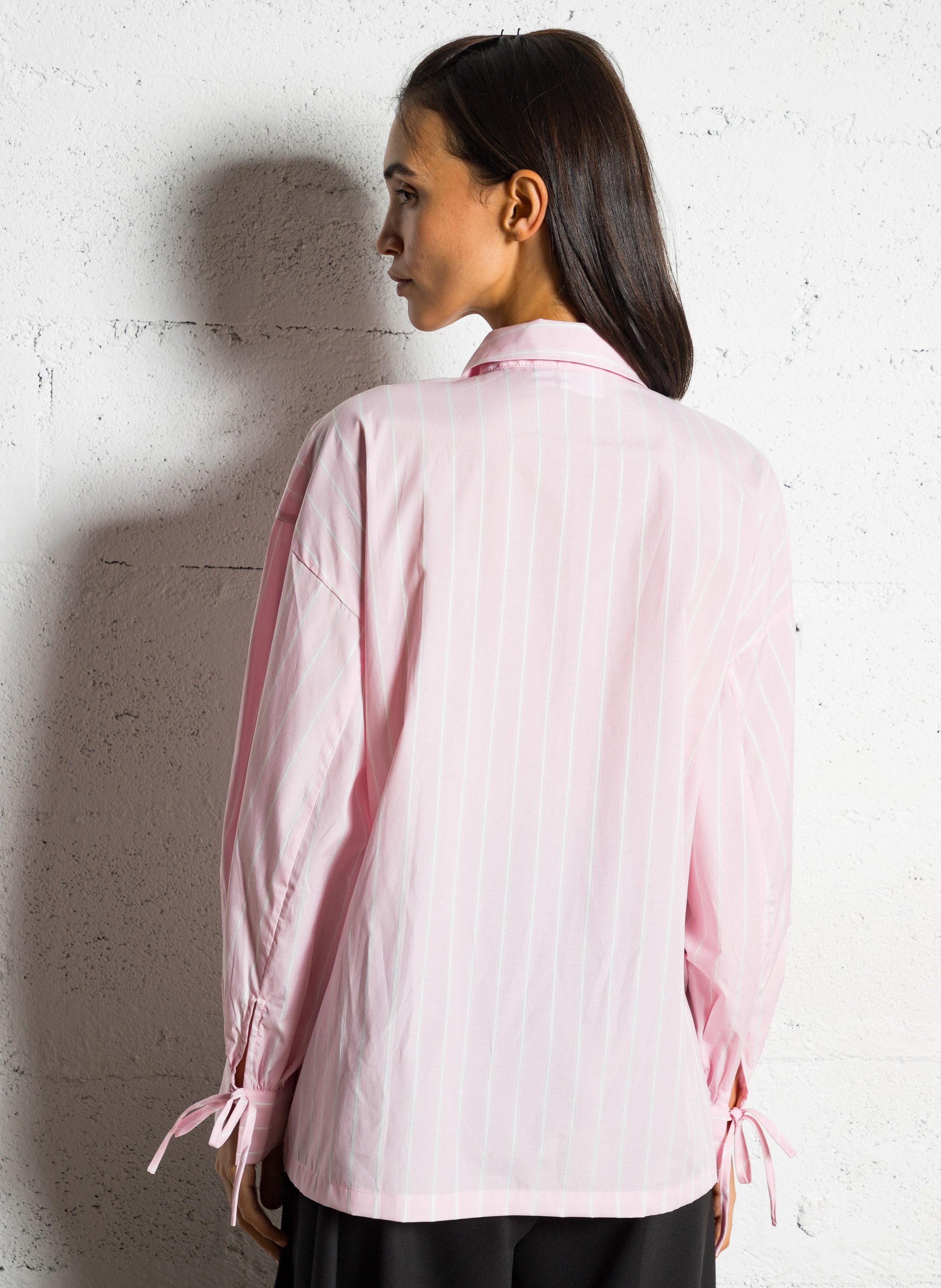 Gerade geschnittene Streifenbluse mit klassischem Kragen VILA Violett