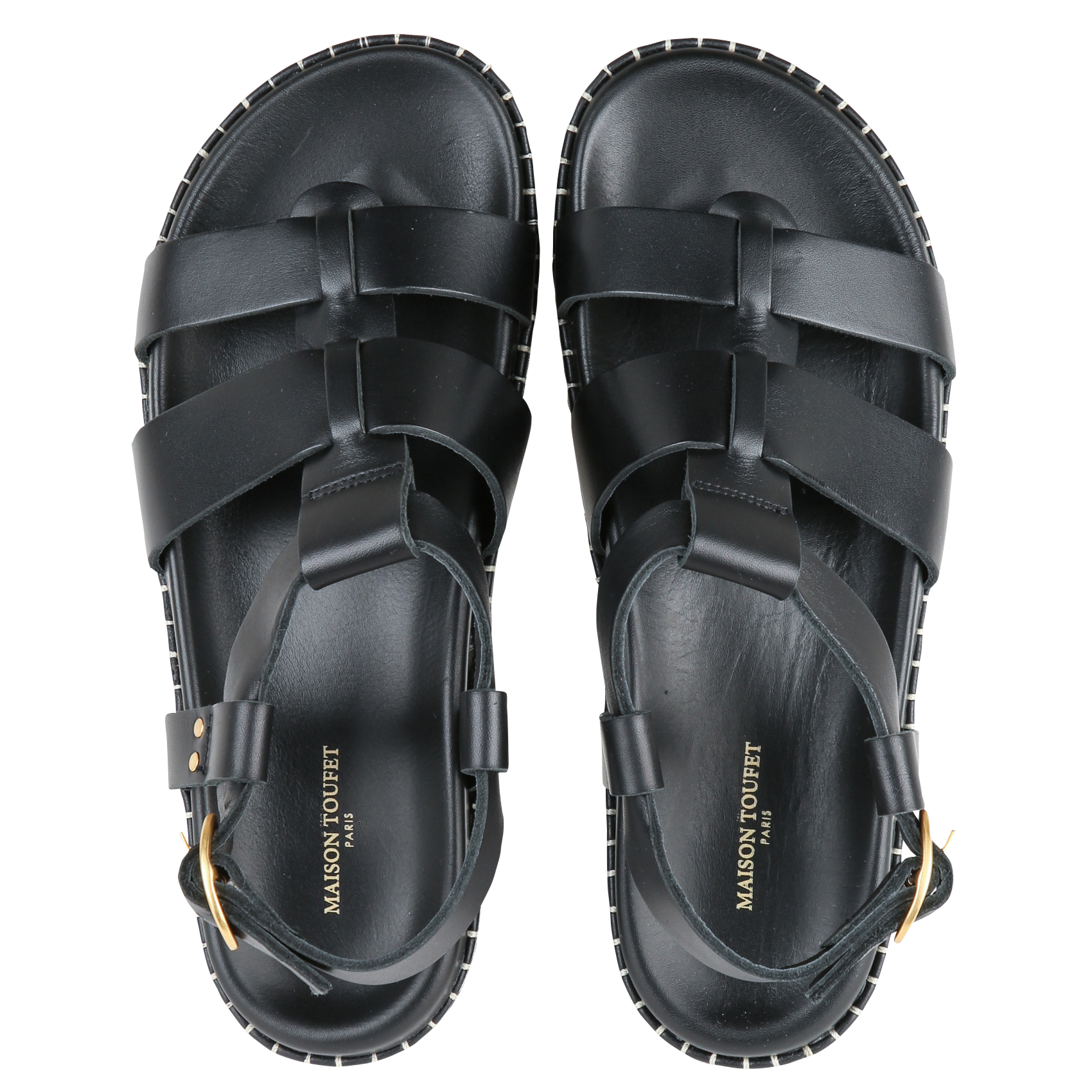 Aouda flat leather sandals MAISON TOUFET Black