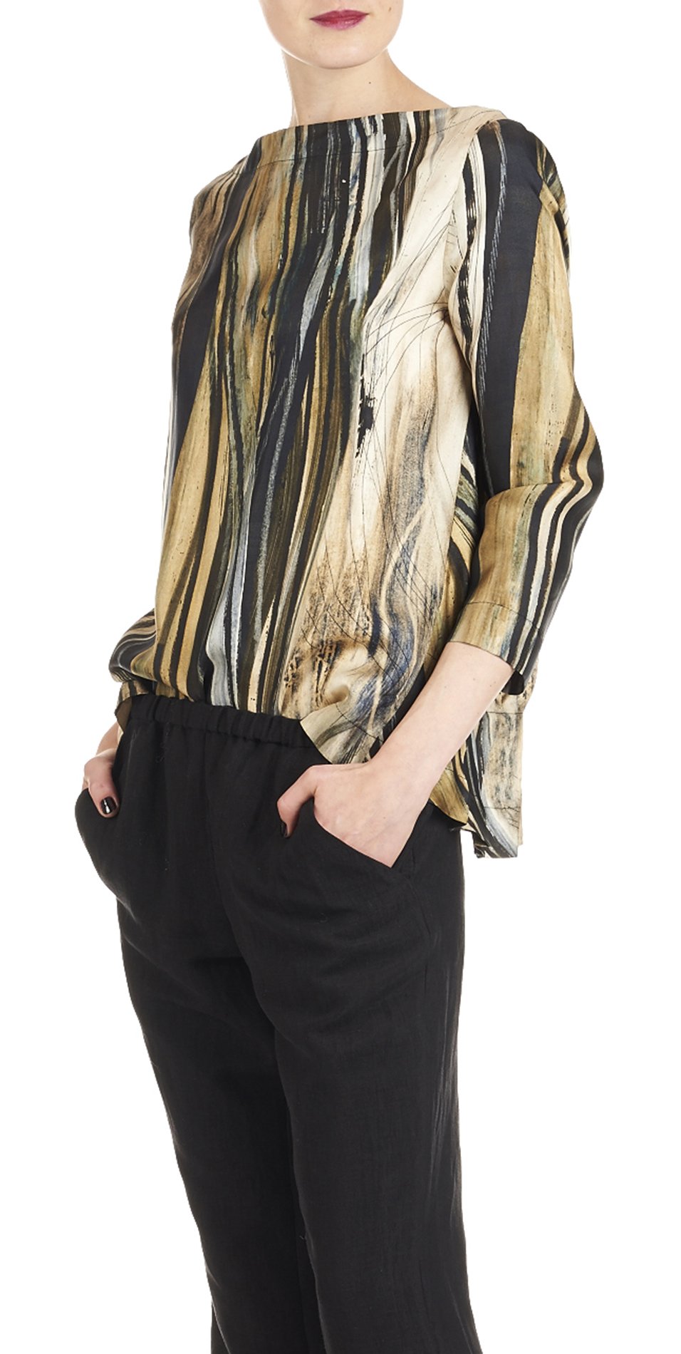 Anna printed silk top MOMONI Green