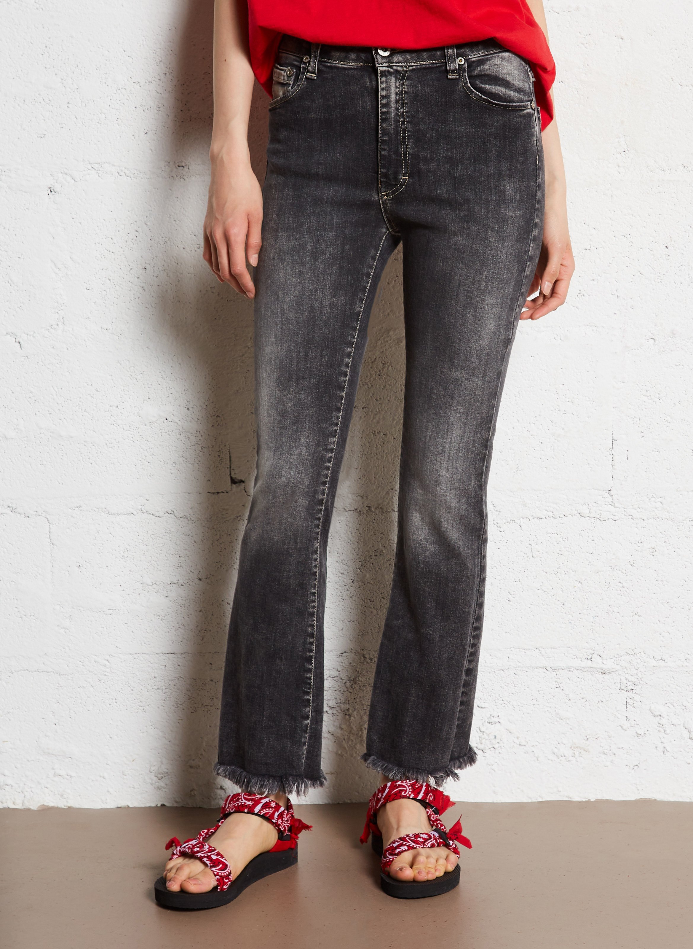 Cotton-blend straight jeans PLEASE Black