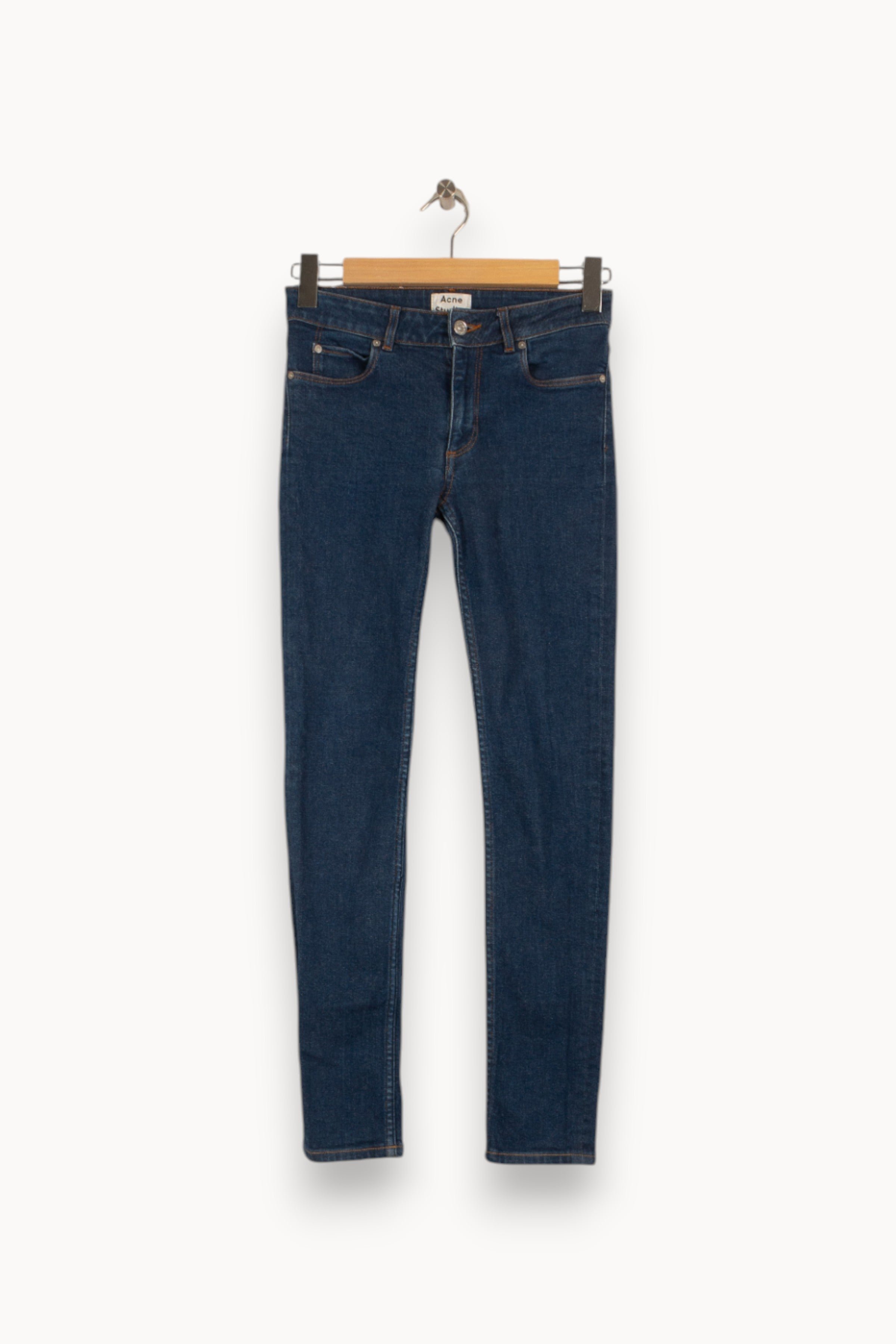 Cropped slim jeans with studs ACNE STUDIOS - Seconde Main Blue