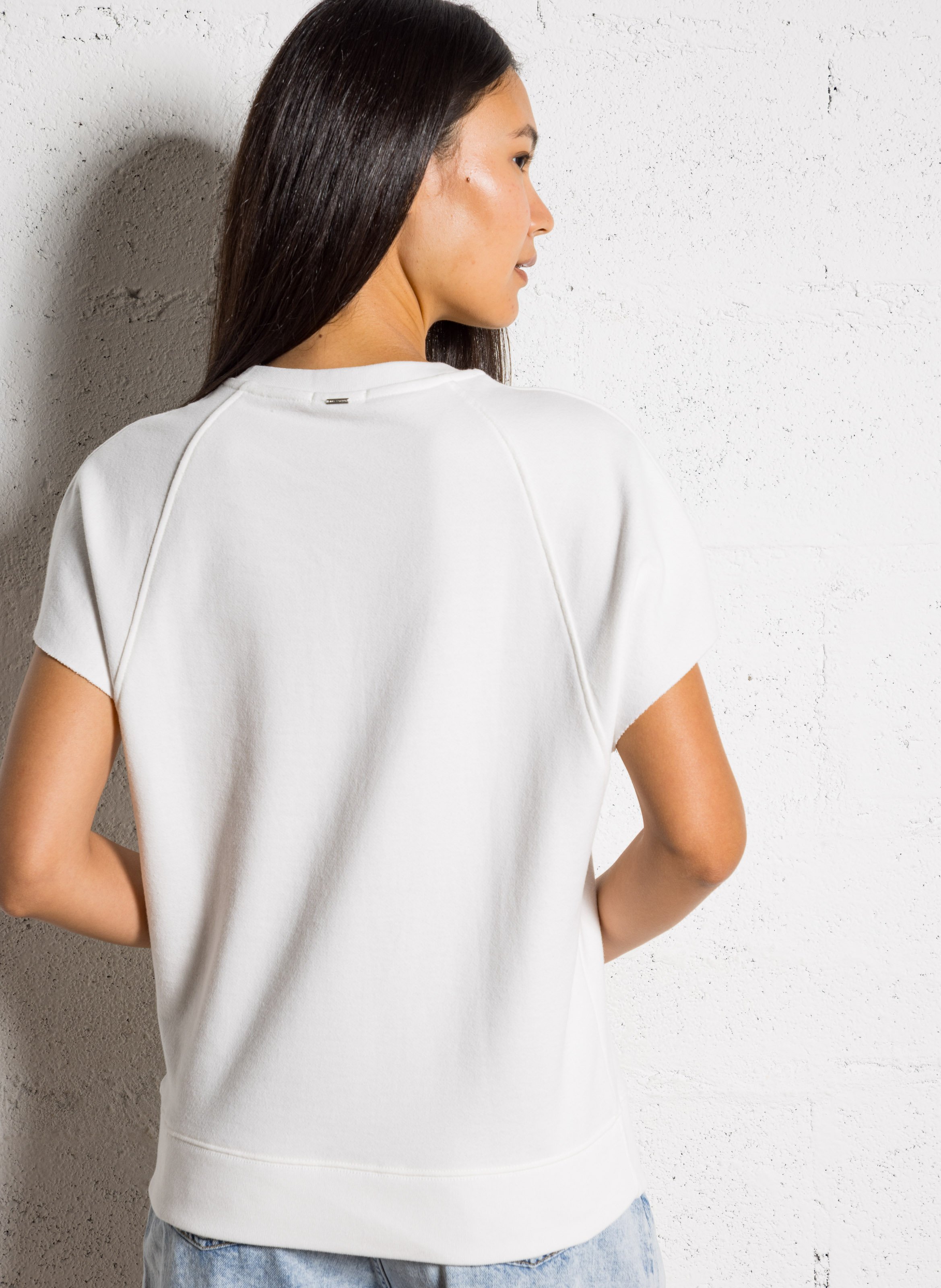 Sweat col rond en coton IKKS Blanc