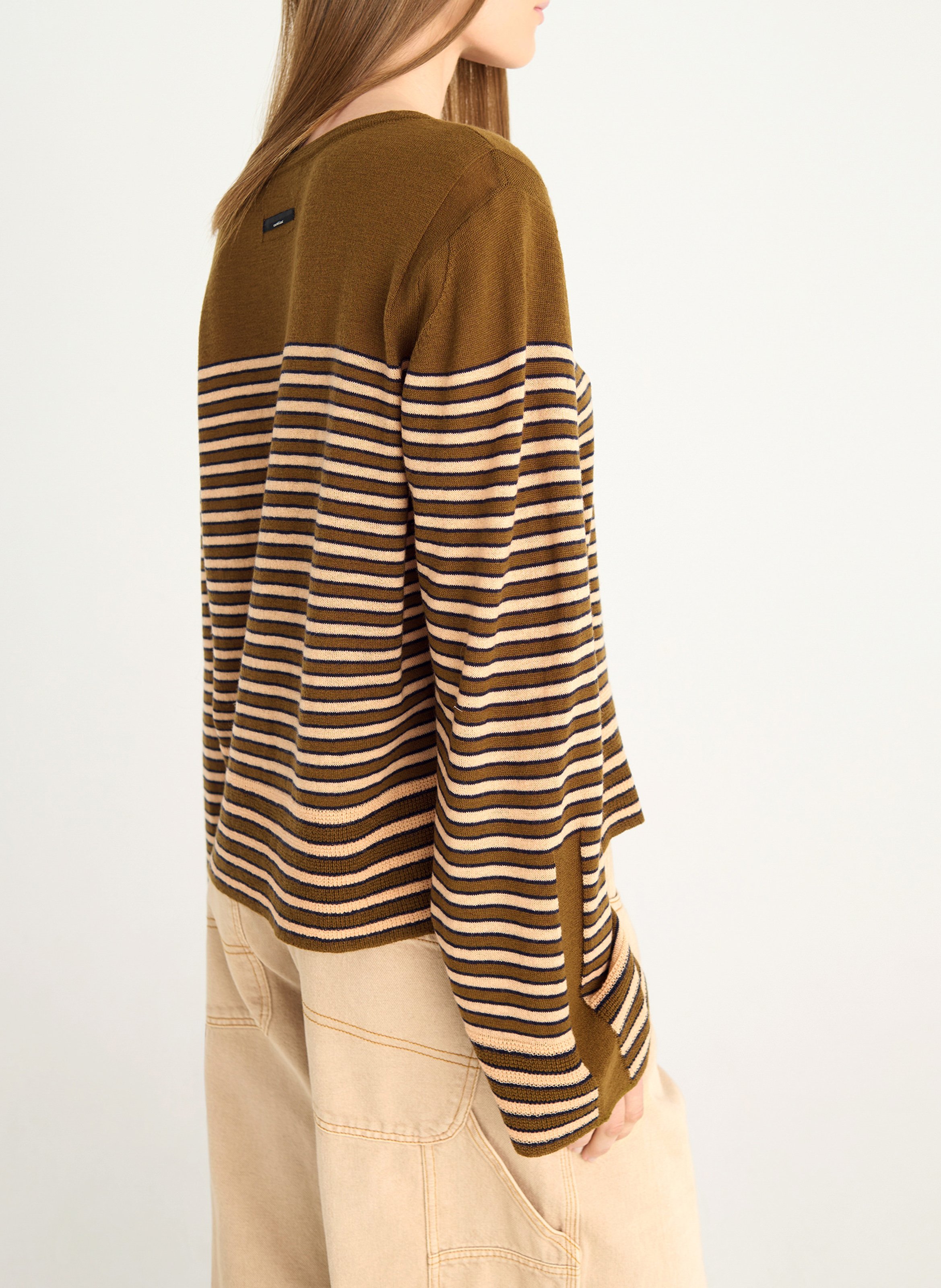 Pull droit col rond en laine COTELAC Vert