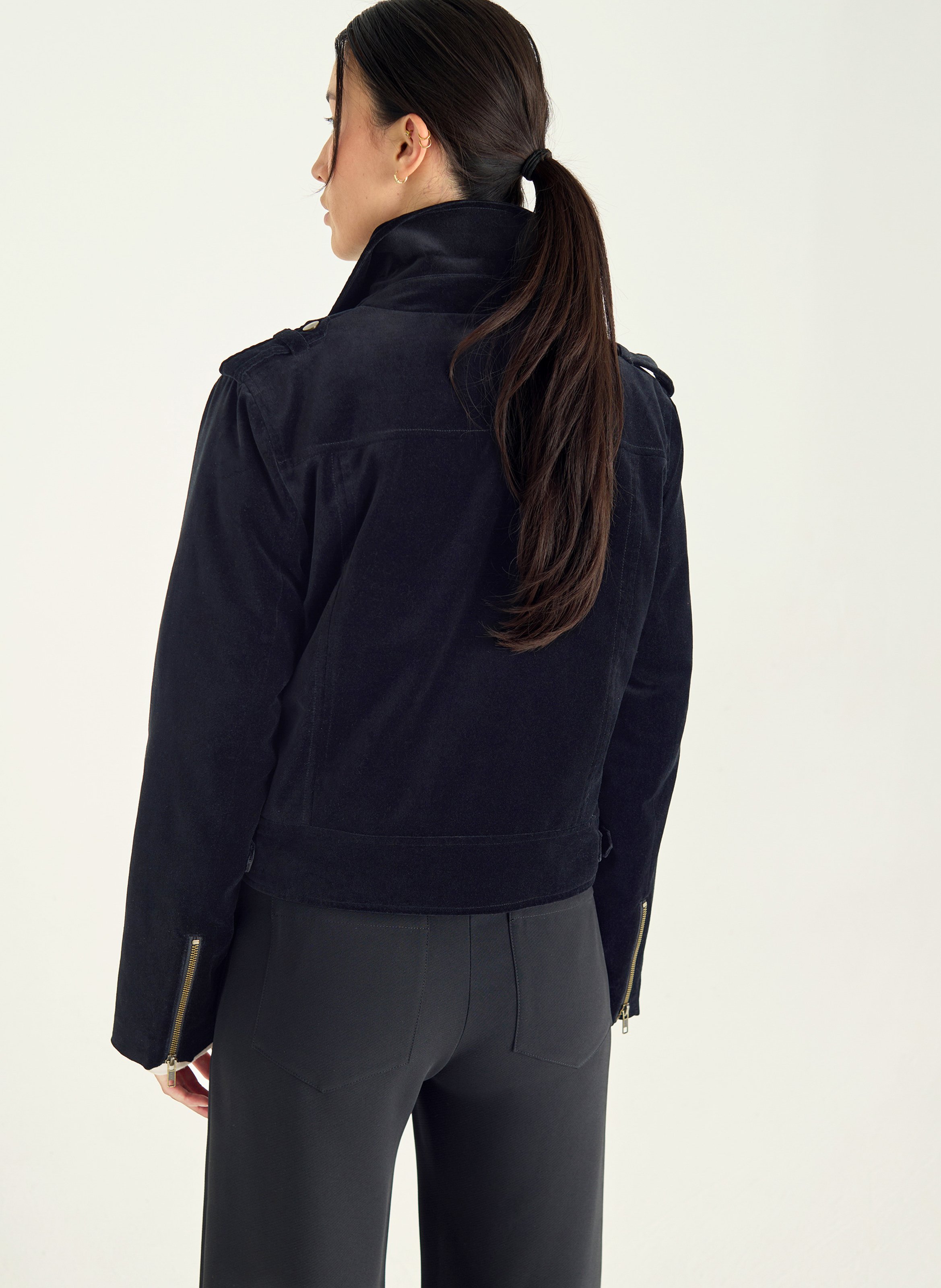 Gerade geschnittener Baumwollblazer ACOTE Schwarz