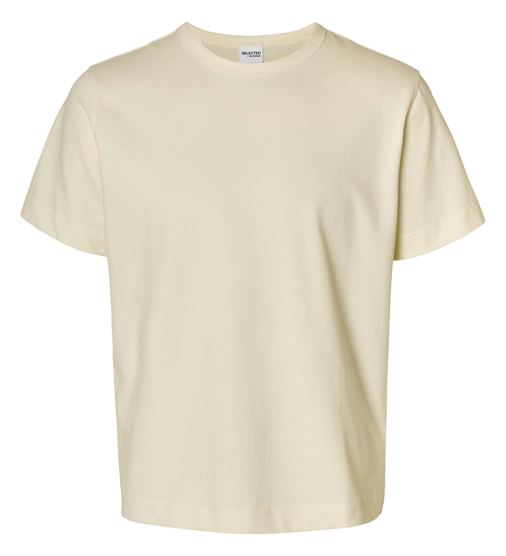 Tee-shirt col rond en coton organique SELECTED Beige