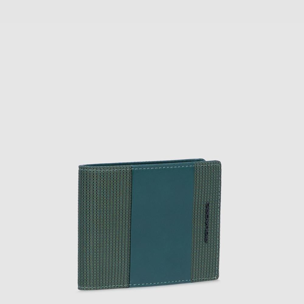Men's wallet with coin pocket, credit card slots, removable flap, and RFID protection PIQUADRO Green