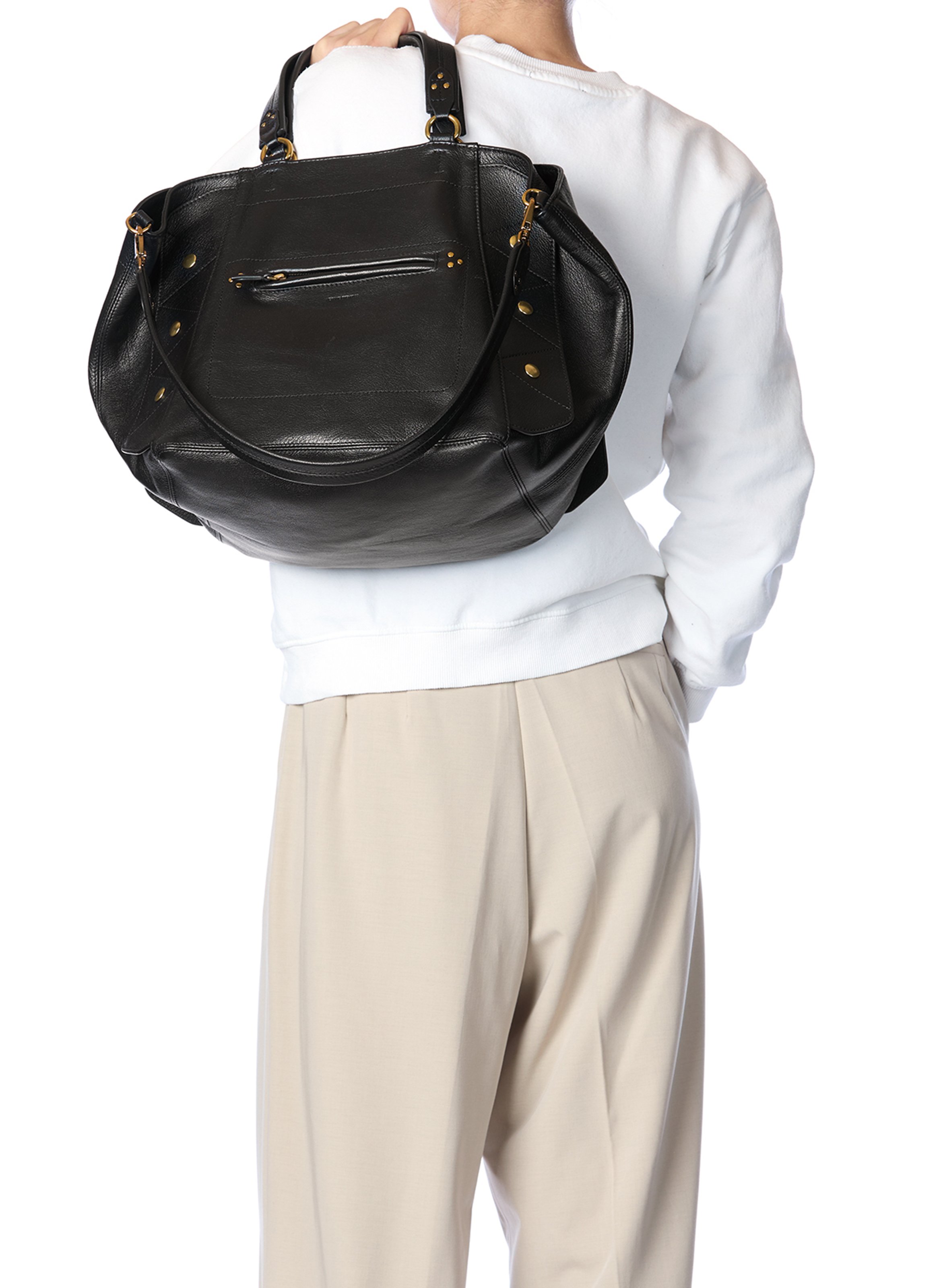 Leather tote bag JEROME DREYFUSS Black