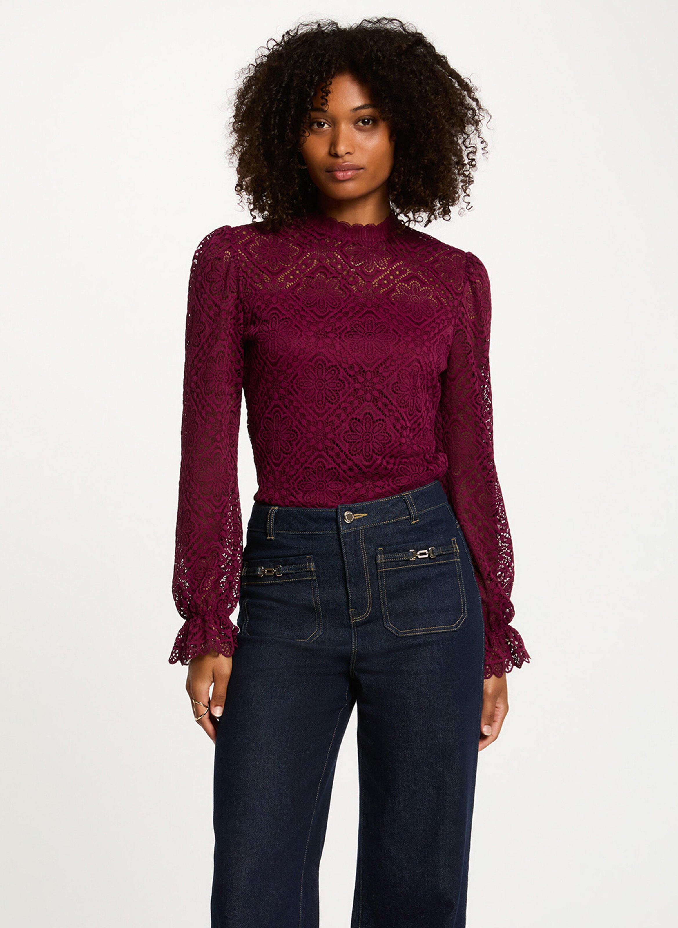 High-neck top MORGAN Purple