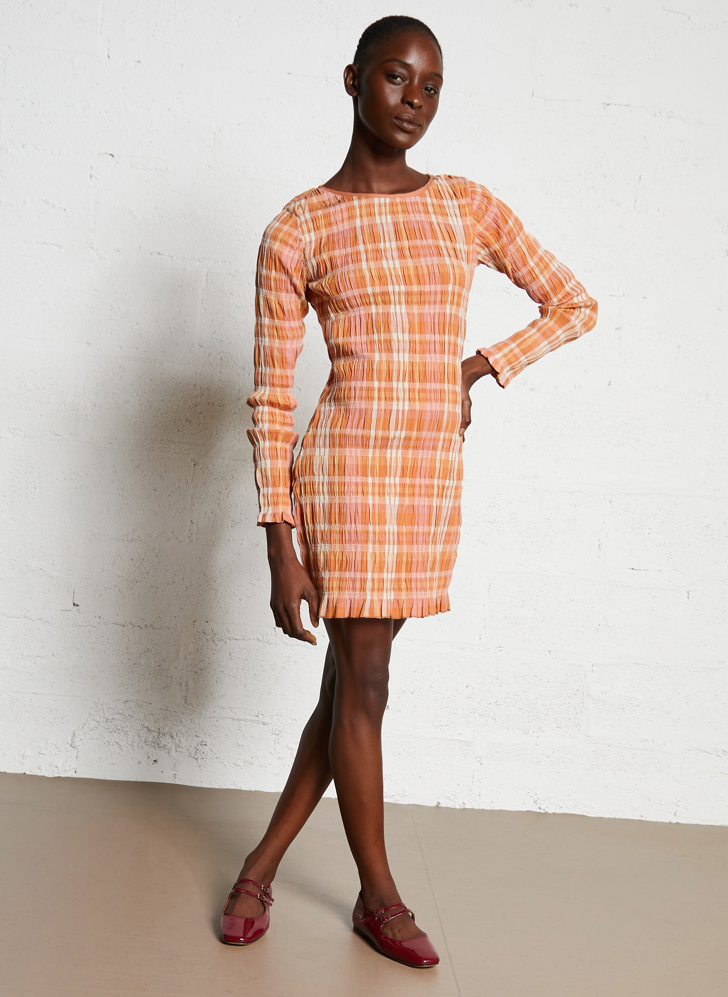 Robe courte col rond en coton mélangé BILLABONG Orange