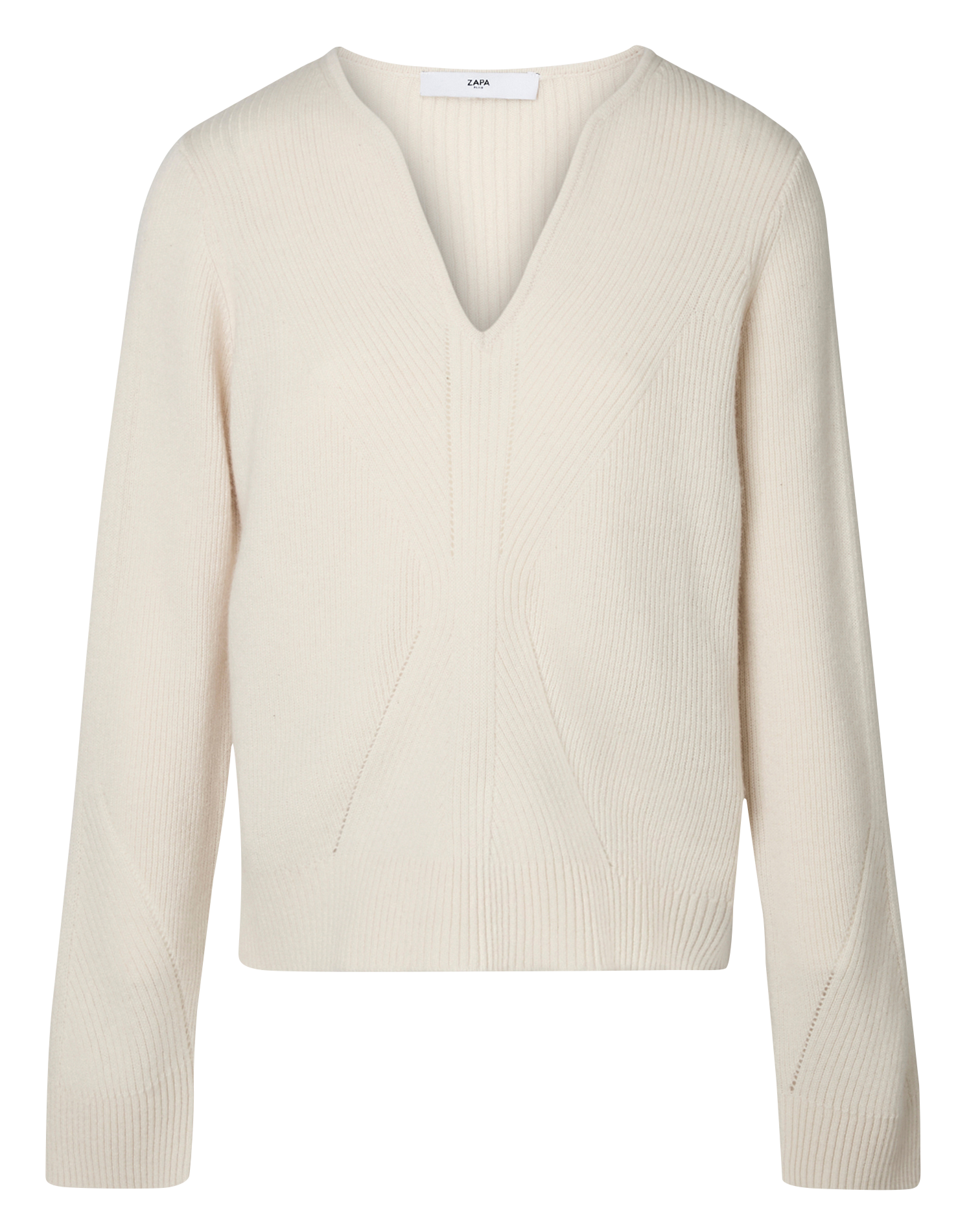Pull col V en laine ZAPA Blanc