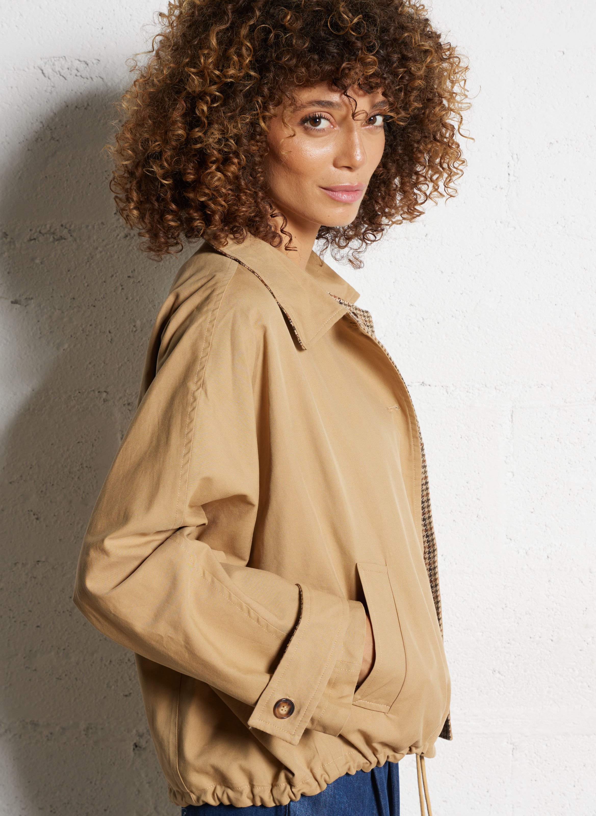 Parka col chemise en coton mélangé LA PETITE ETOILE Marron