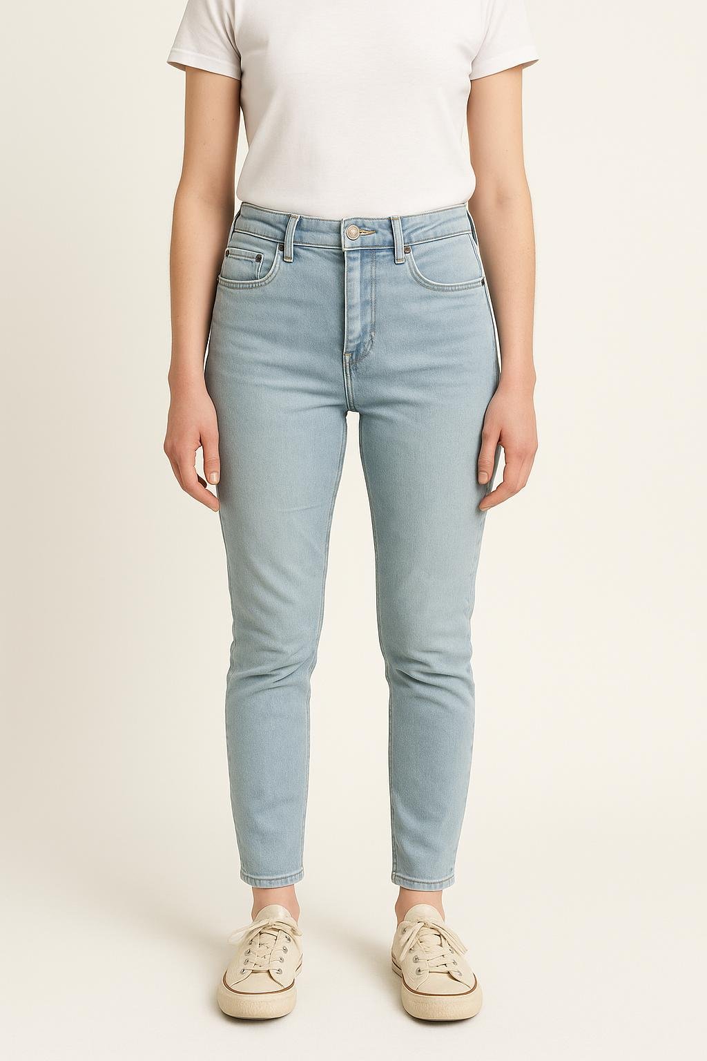 Cropped slim jeans with studs ACNE STUDIOS - Seconde Main Blue