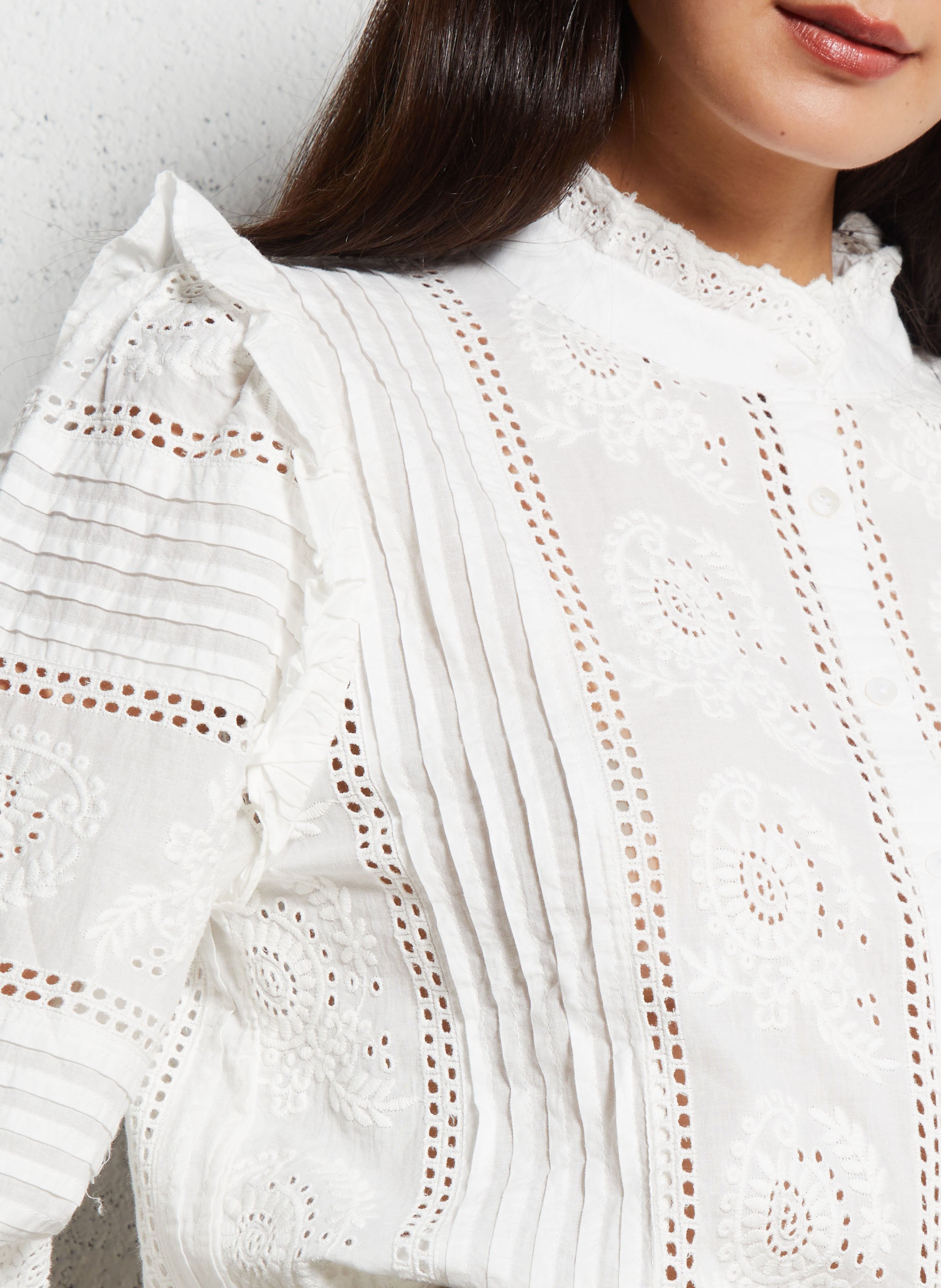 High-neck cotton shirt MAISON HOTEL Beige