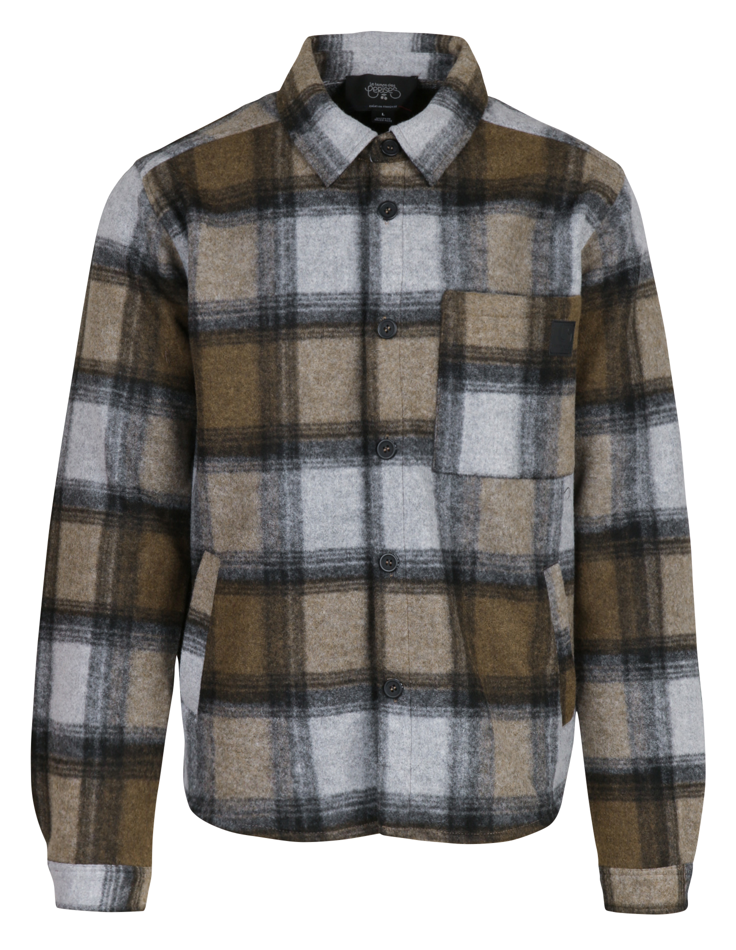 Checkered overshirt with classic collar LE TEMPS DES CERISES Grey