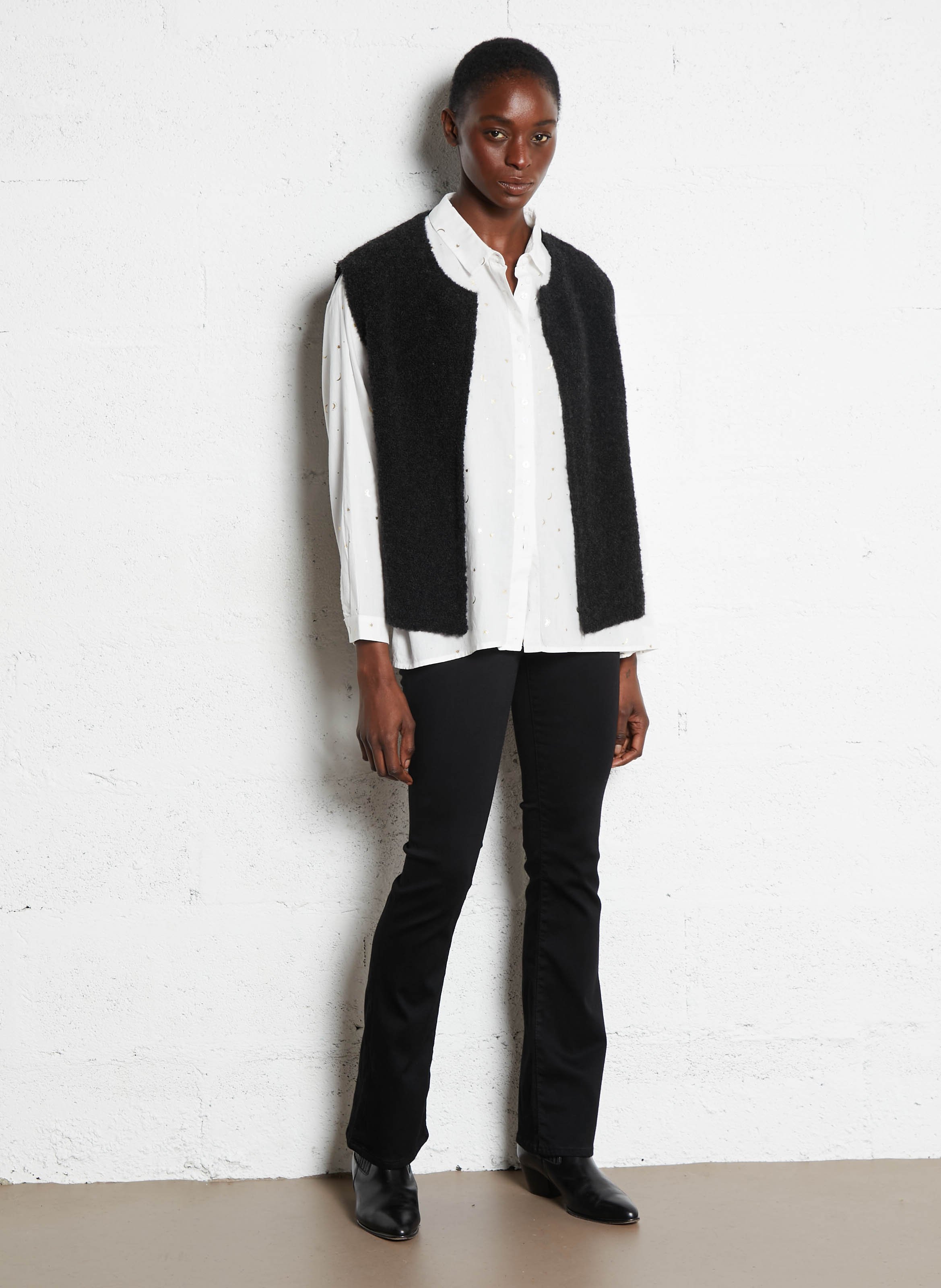 Jean droit effet push-up stretch LE TEMPS DES CERISES Noir