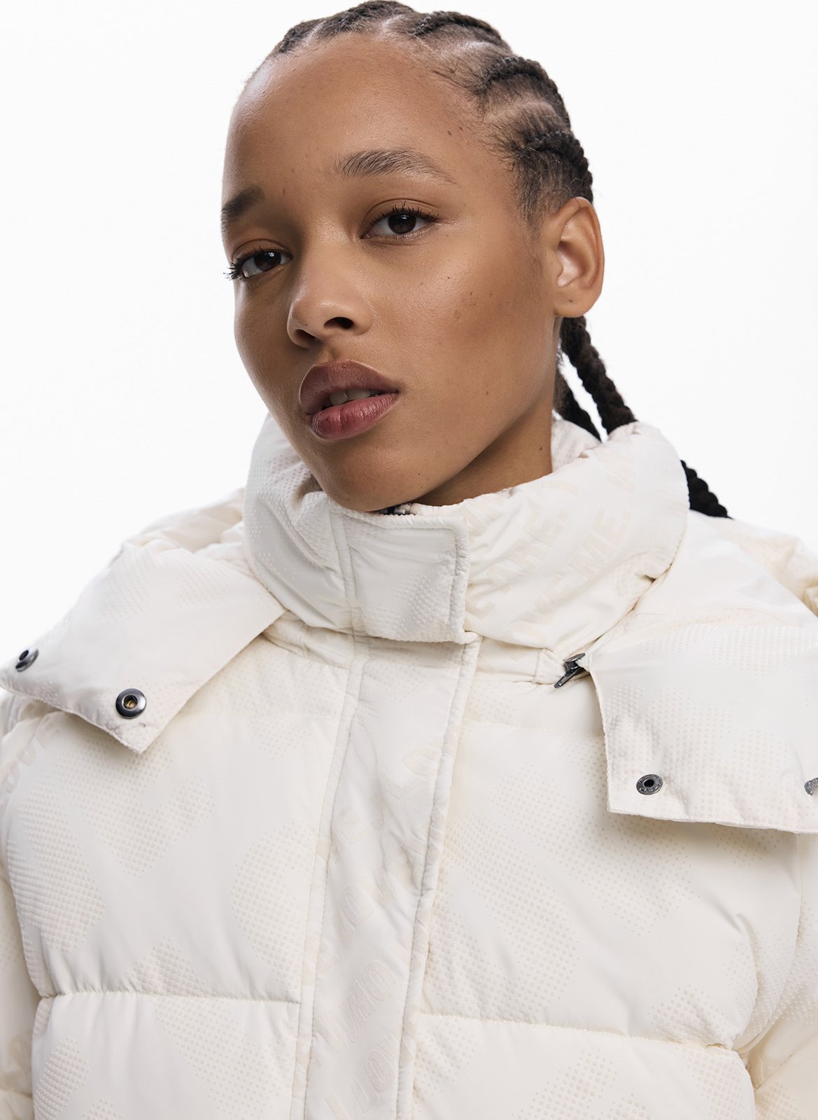 Doudoune droite matelassée à capuche DESIGUAL Blanc