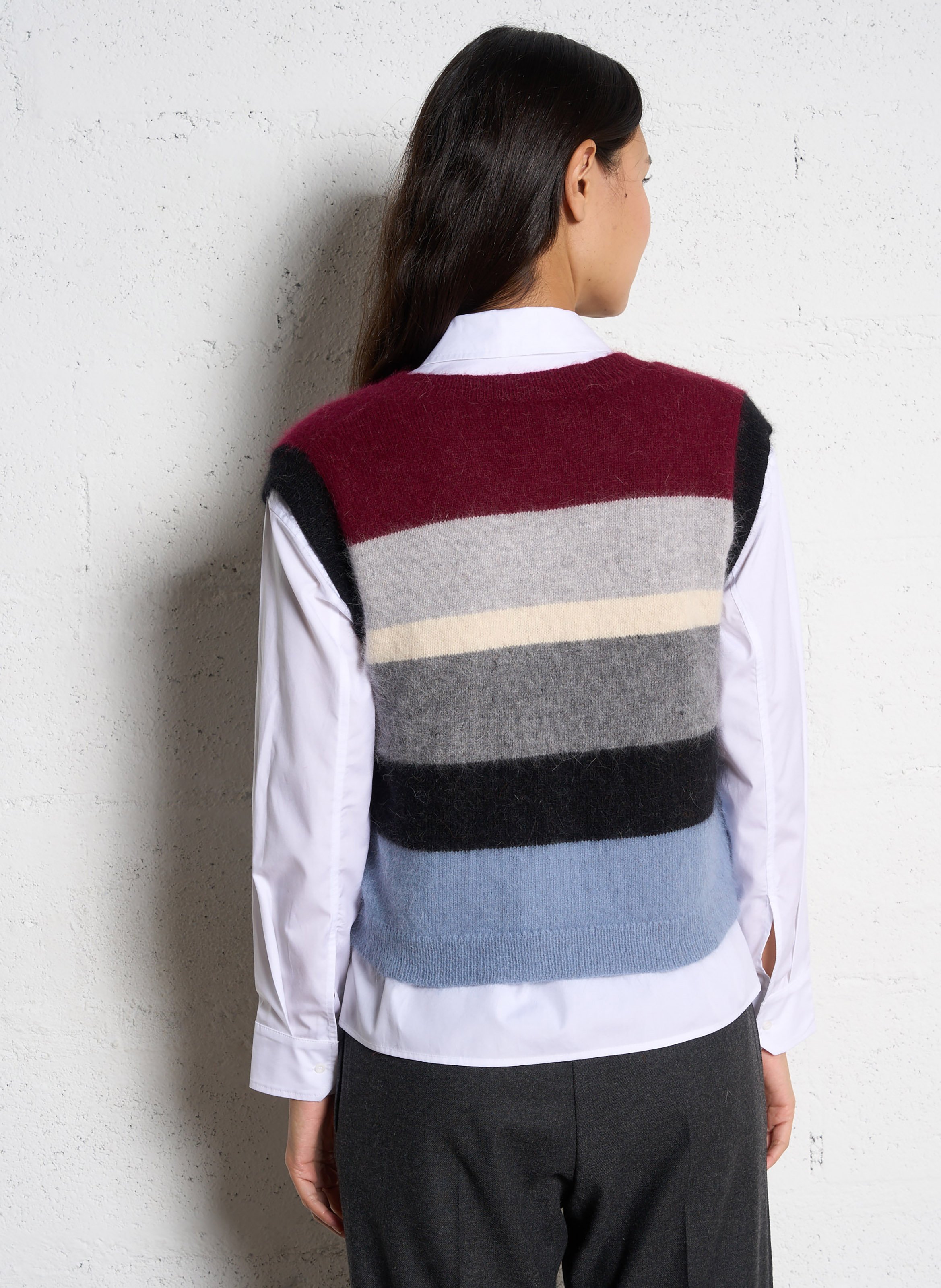 Round-neck mixed-knit cardigan SOPHIE+LUCIE Grey