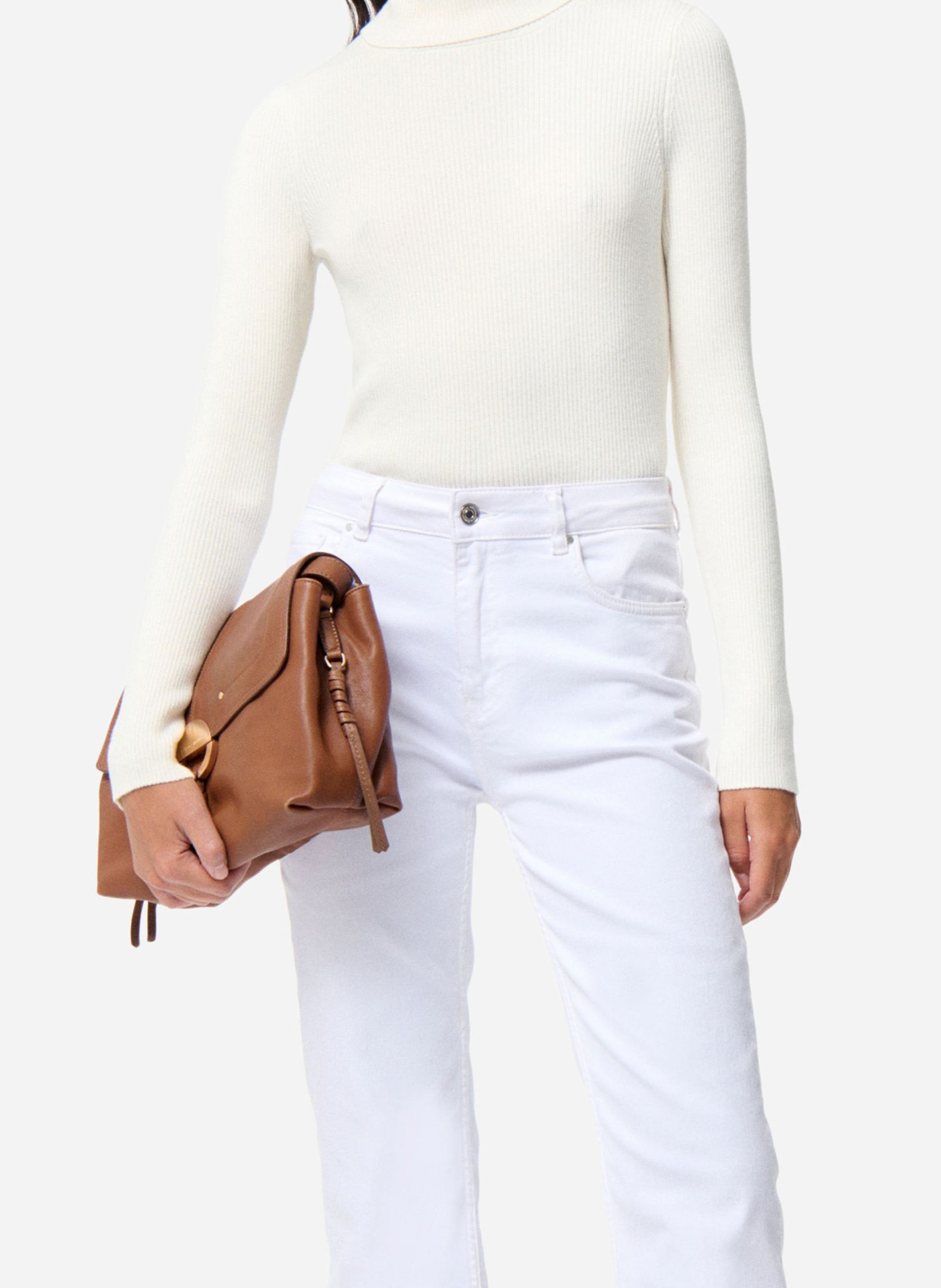 Straight turtleneck sweater in cotton and wool VANESSA BRUNO Beige