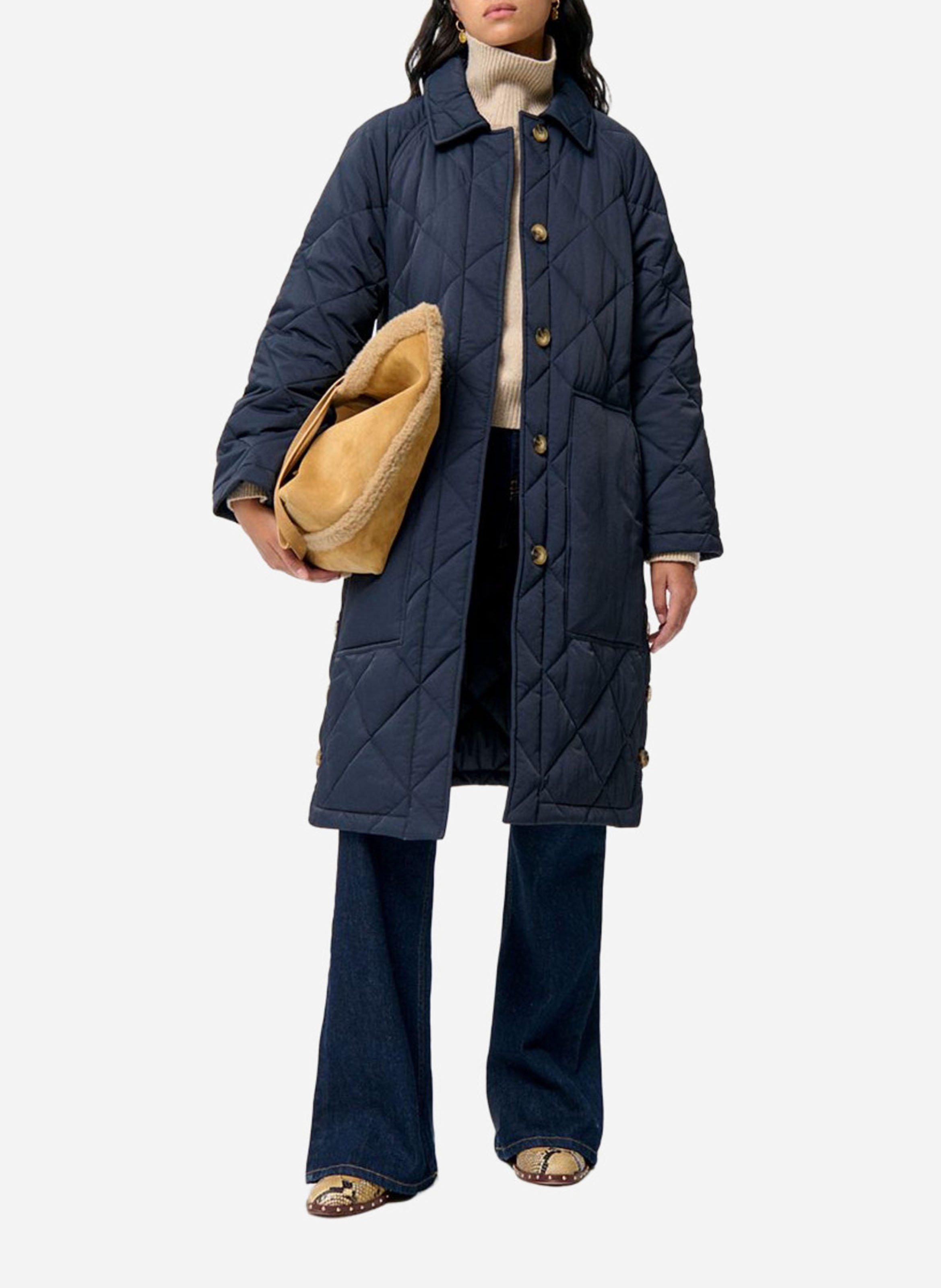 Manteau droit col classique matelassé VANESSA BRUNO Bleu