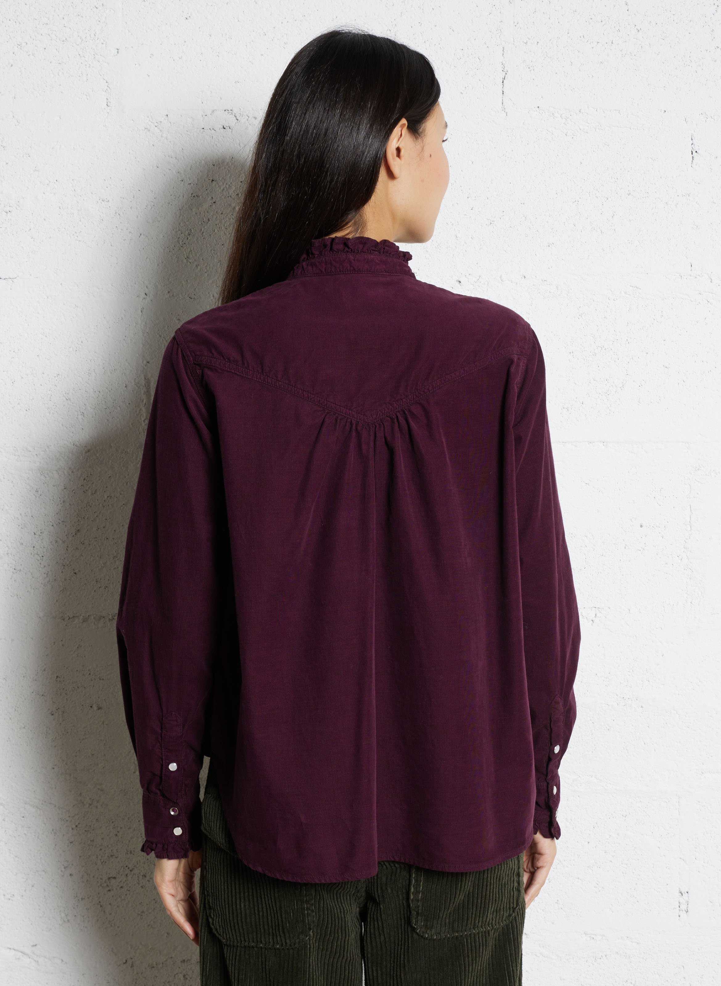 Cotton corduroy shirt with Victorian collar ACQUAVERDE Plums