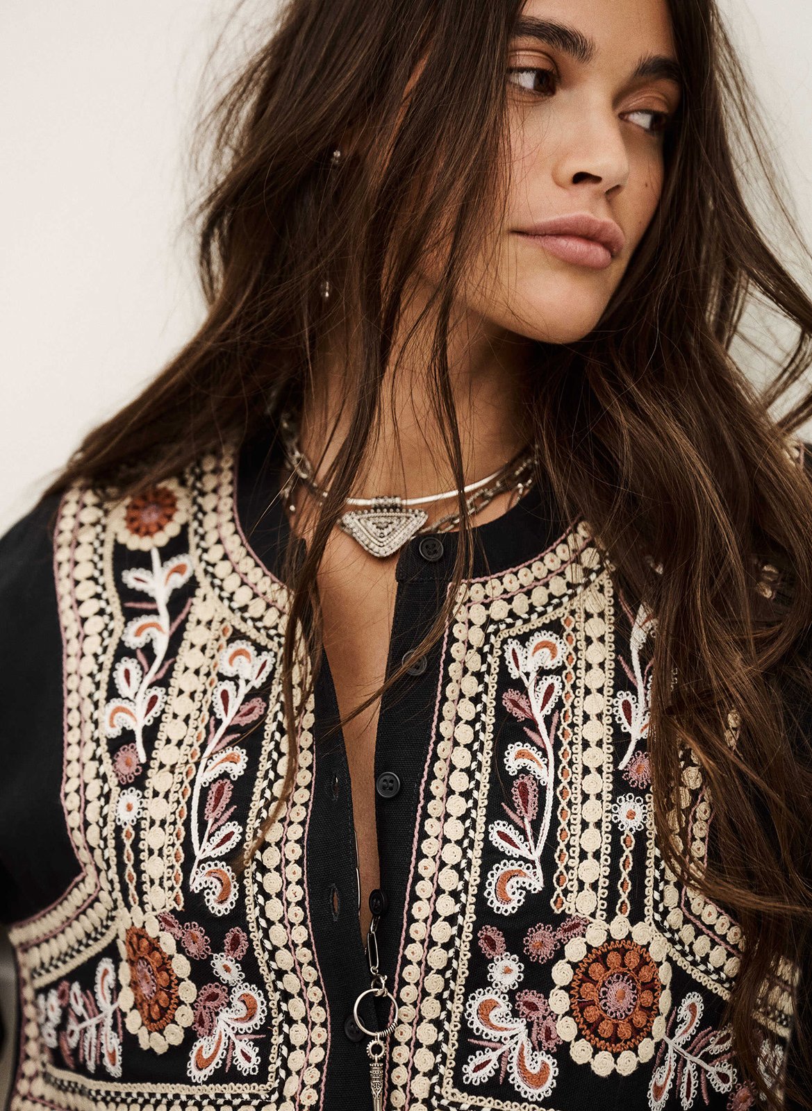 Top droit col rond en coton BA&SH Noir