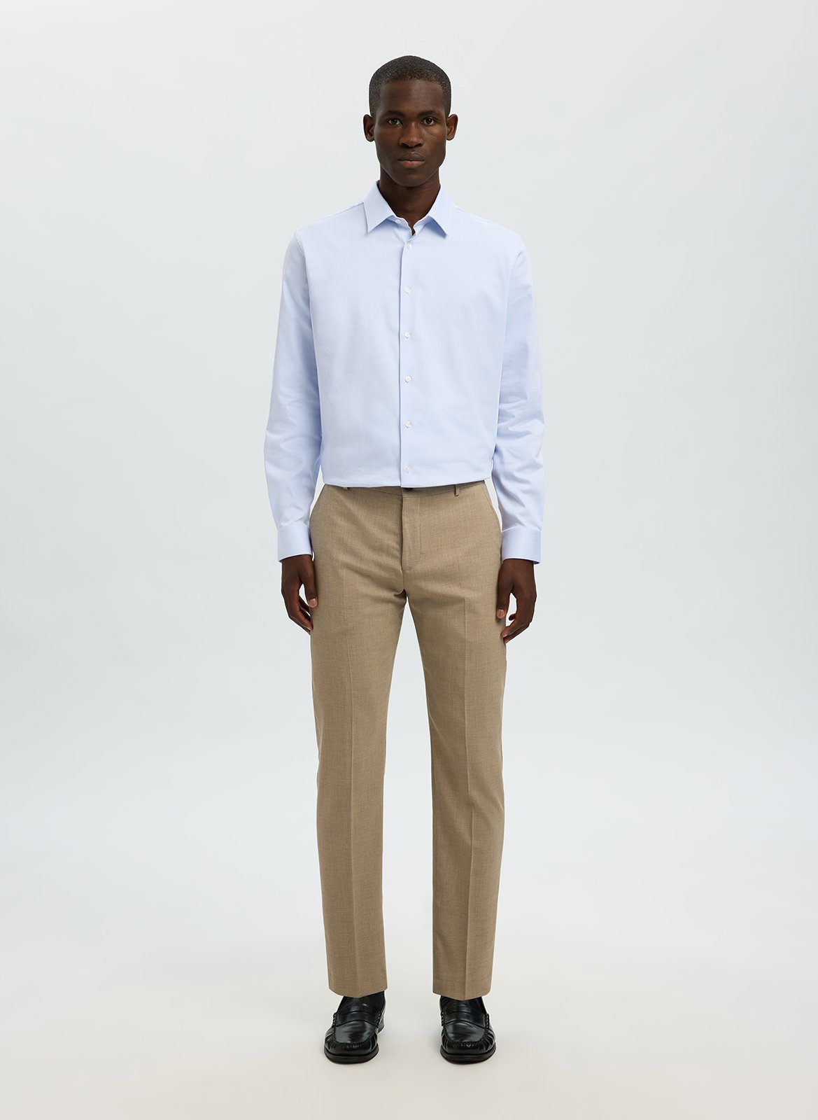 Chemise regular col classique en coton bio mélangé Bleu