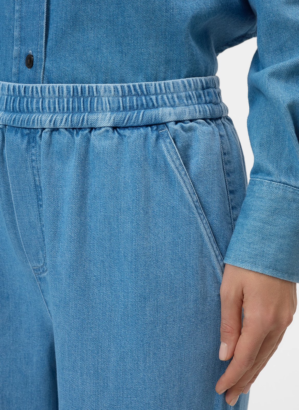 Pantalon large denim en coton bio CLOSED Bleu