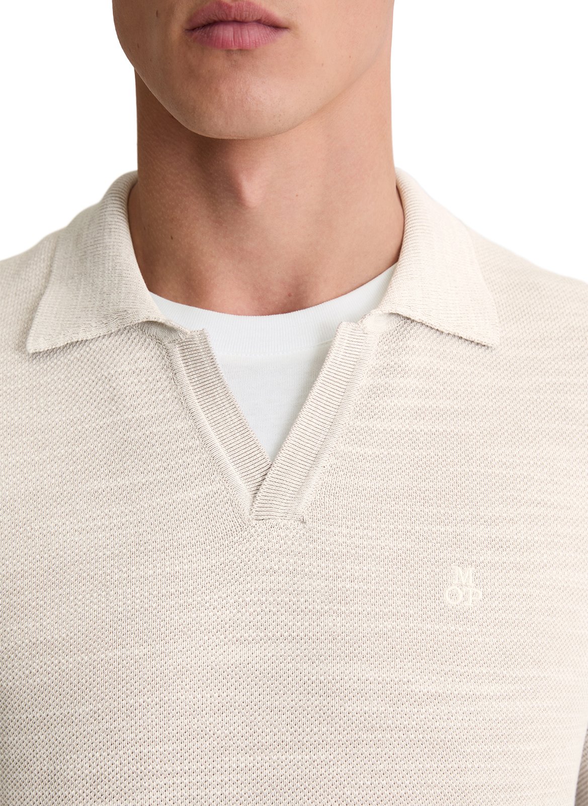 Pull col V en coton MARC O'POLO Blanc
