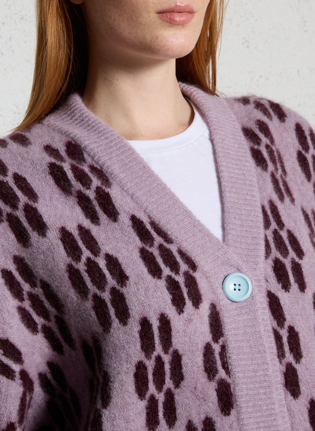 Gilet oversize col V imprimé en alpaga et laine AMERICAN VINTAGE Violet